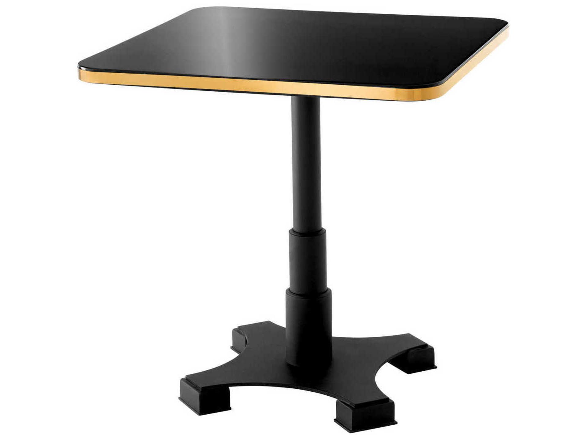 Avoria Square Dining Table Contemporary Black and Brass