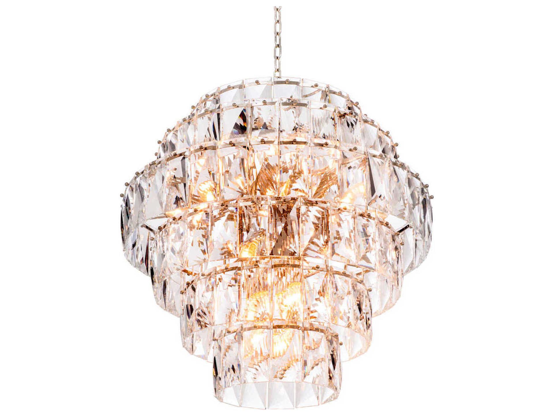26-Light Amazone Crystal Glass Chandelier in Nickel