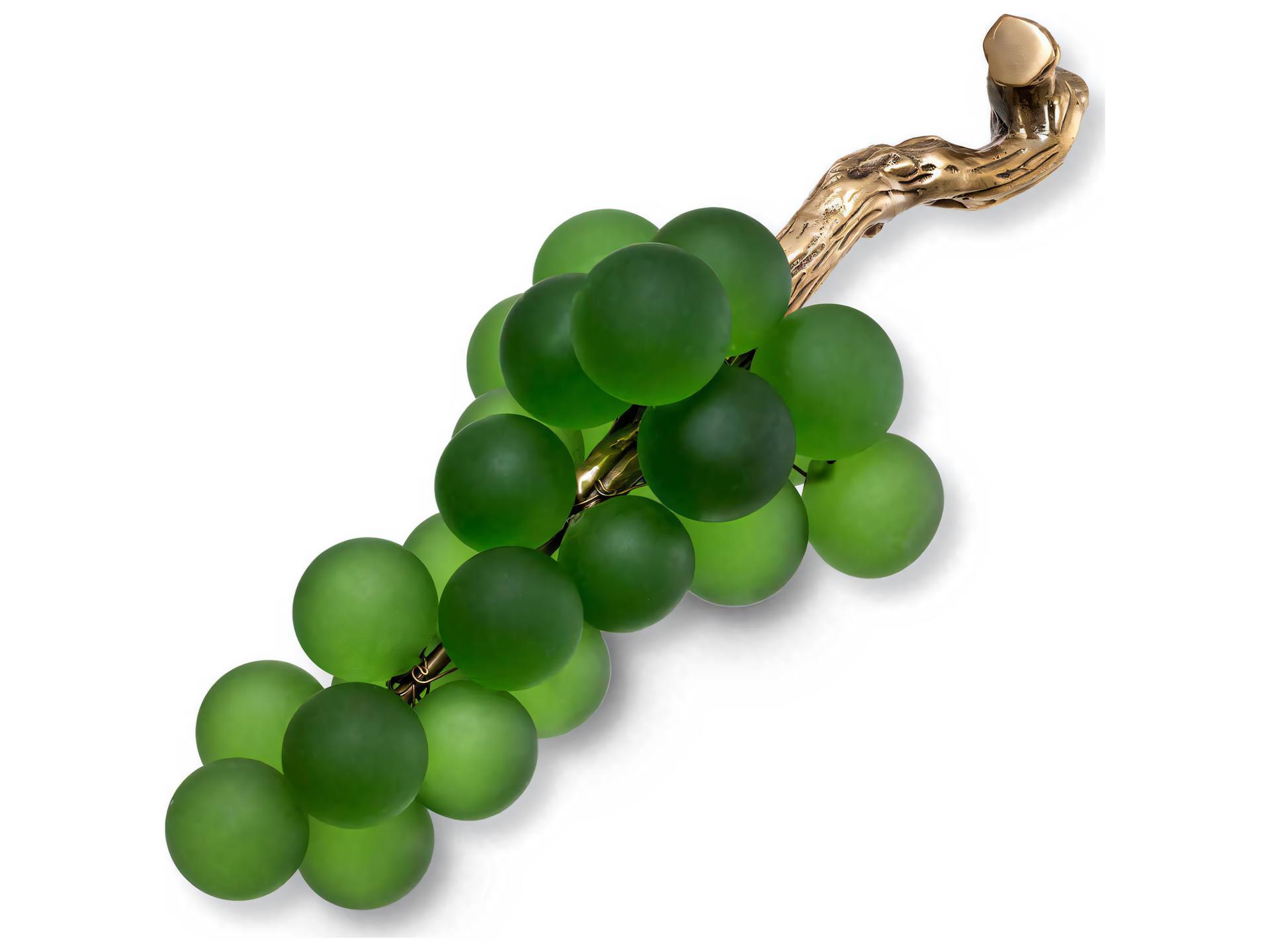 French Grapes Decorative Object in Green Glass