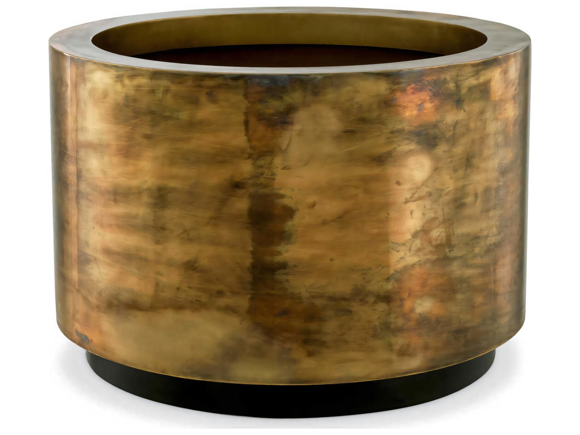 Jasper Large Round Planter in Vintage Brass