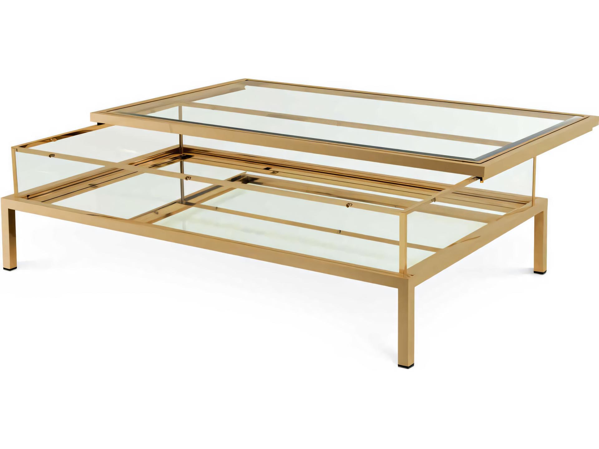 Harvey Rectangular Brushed Brass Coffee Table