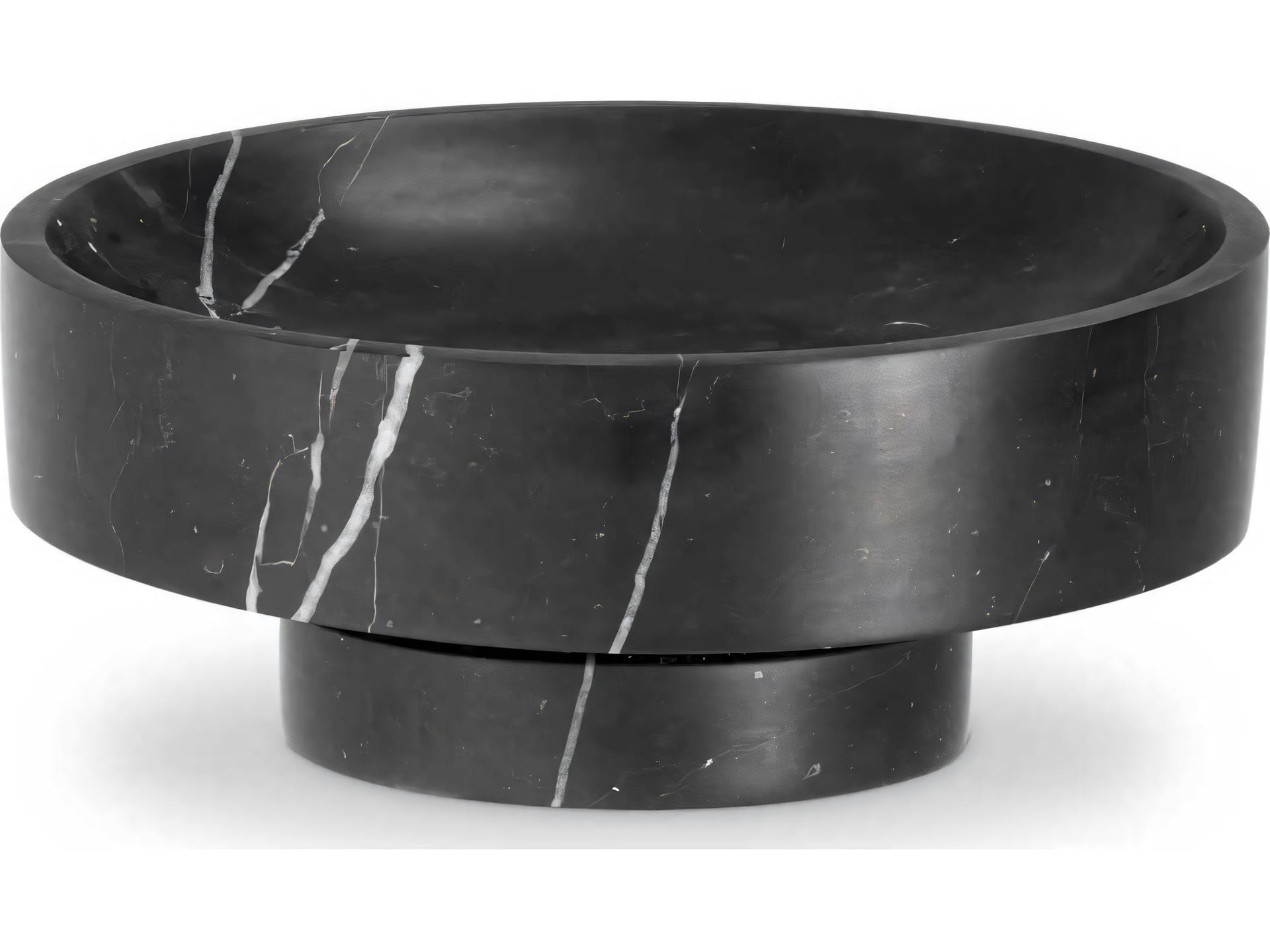 Santiago Decorative Bowl in Honed Black Marble