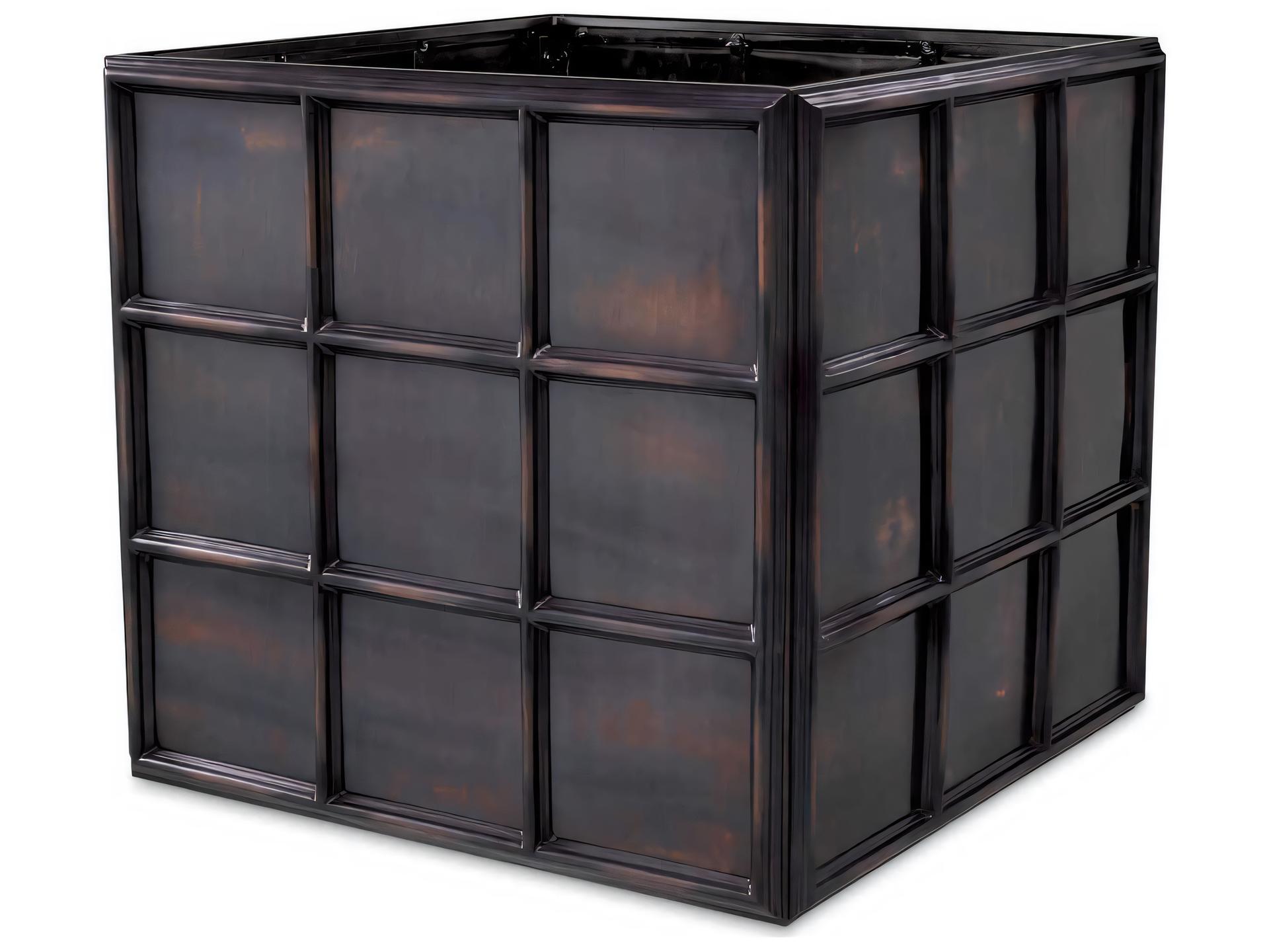 Grid L Planter Antique Bronze Finish Large Square