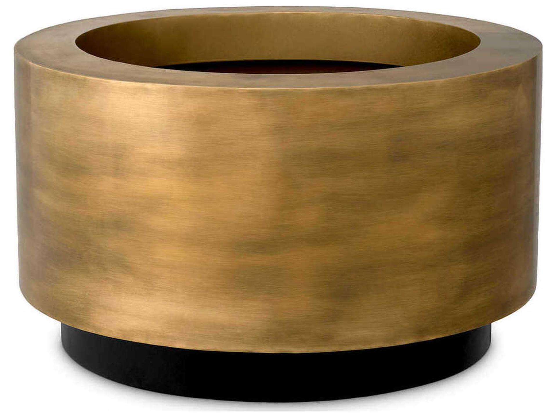 Jasper Round Vintage Brass Planter