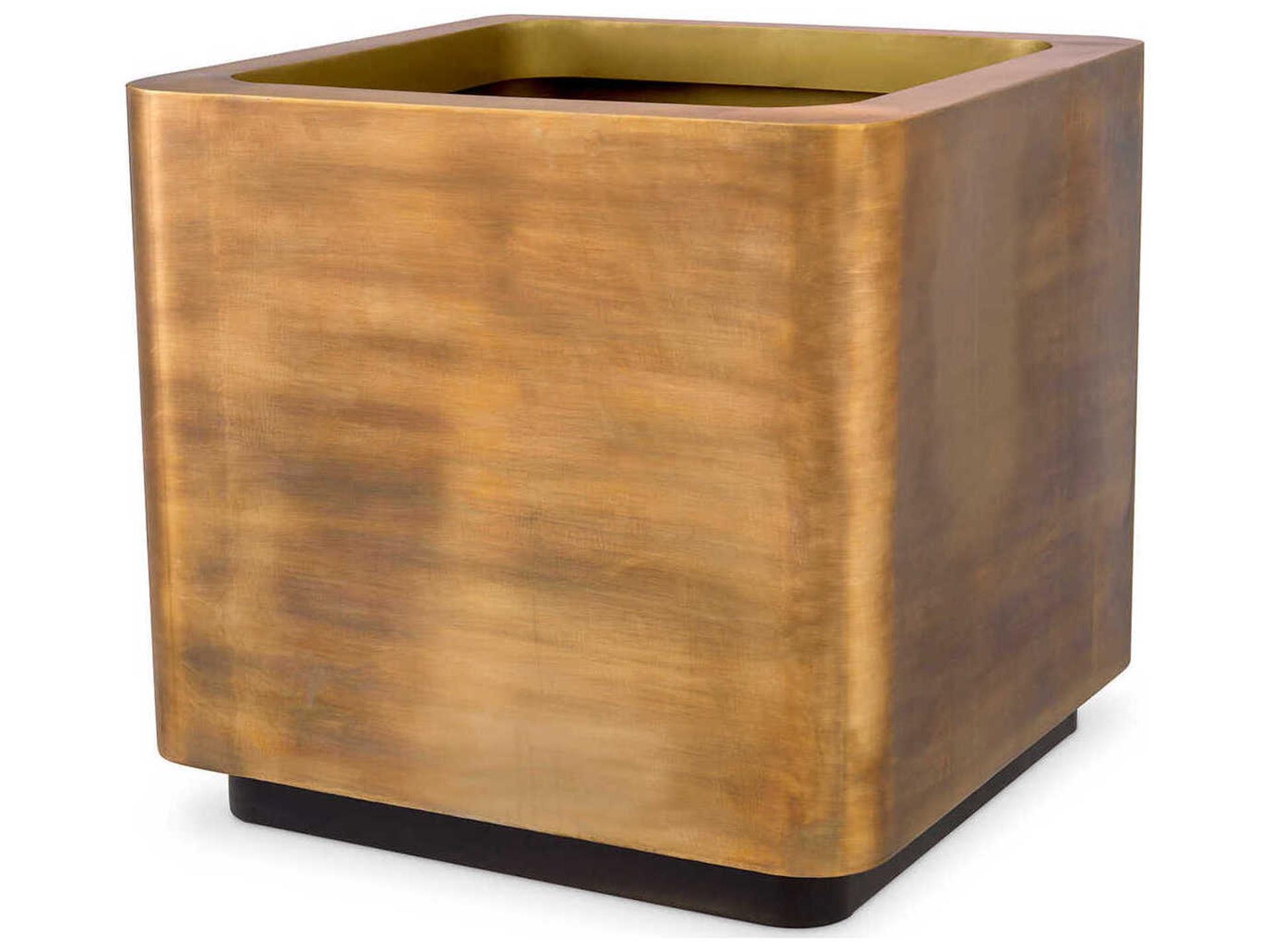 Jasper Square Vintage Brass Planter