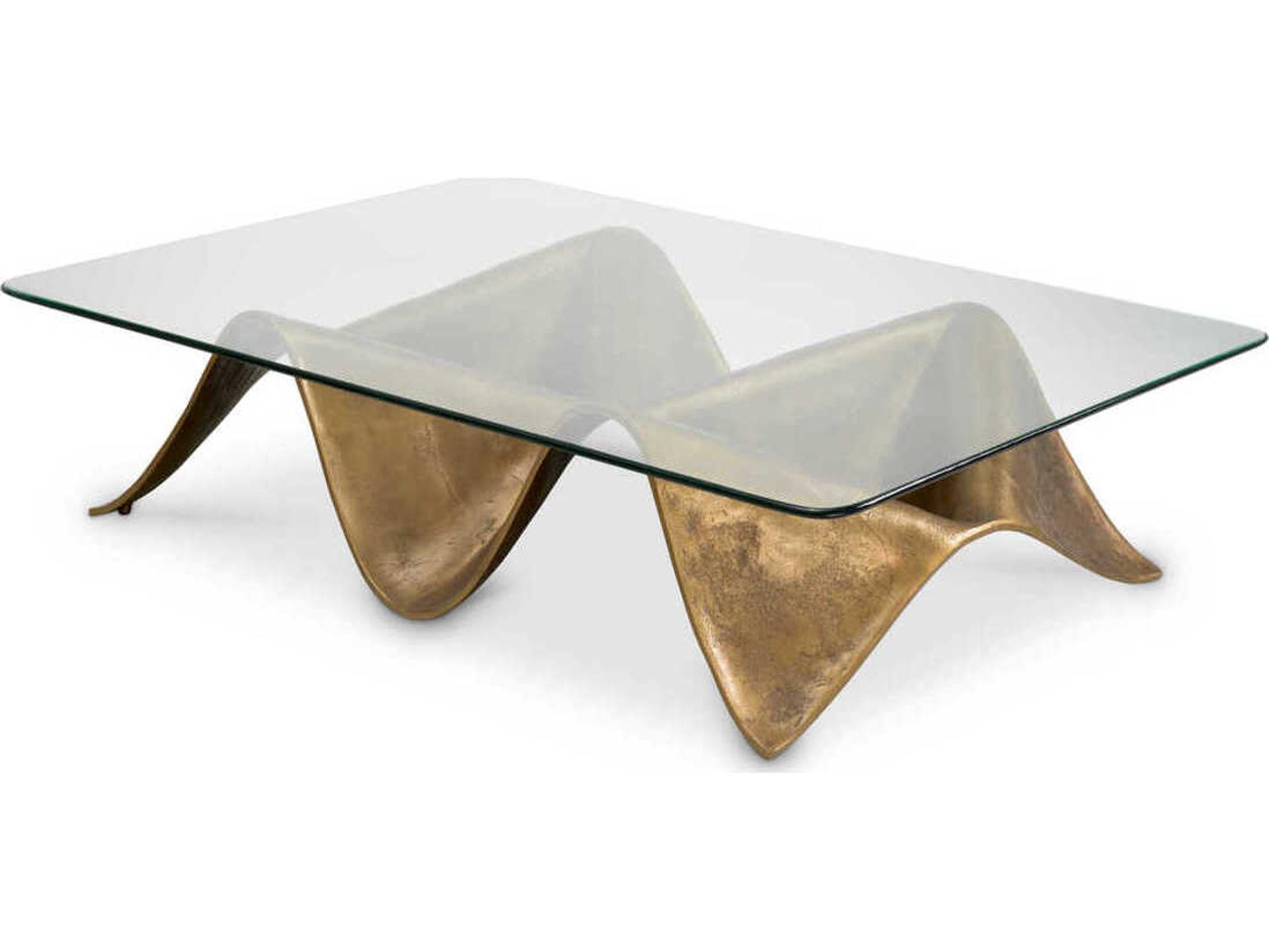 Angelico Coffee Table Vintage Brass with Glass Top