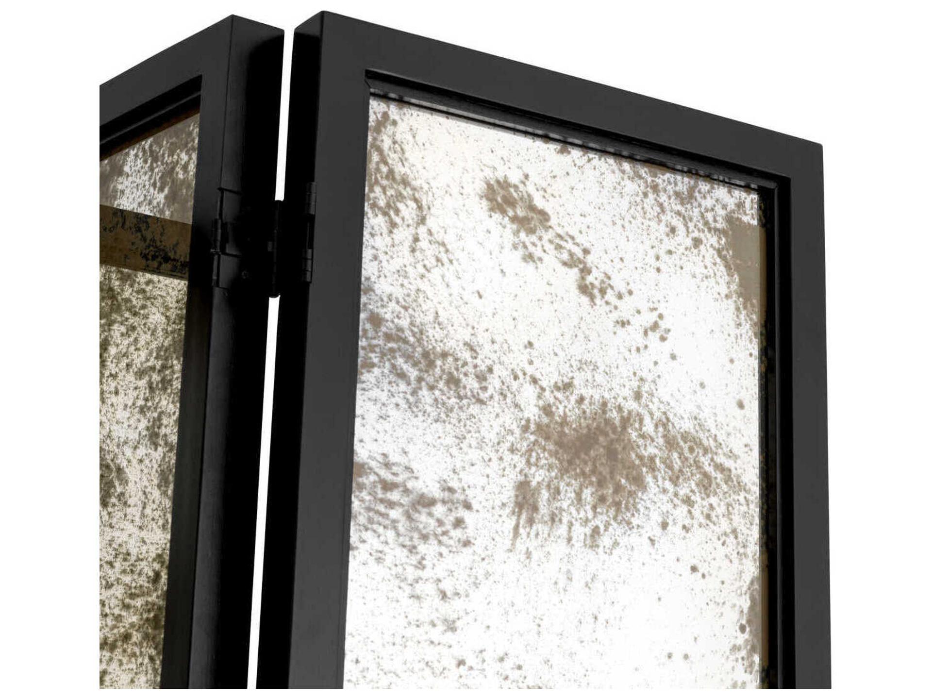 Eichholtz Screen Jacques Classic Black Antique Mirror Glass Folding
