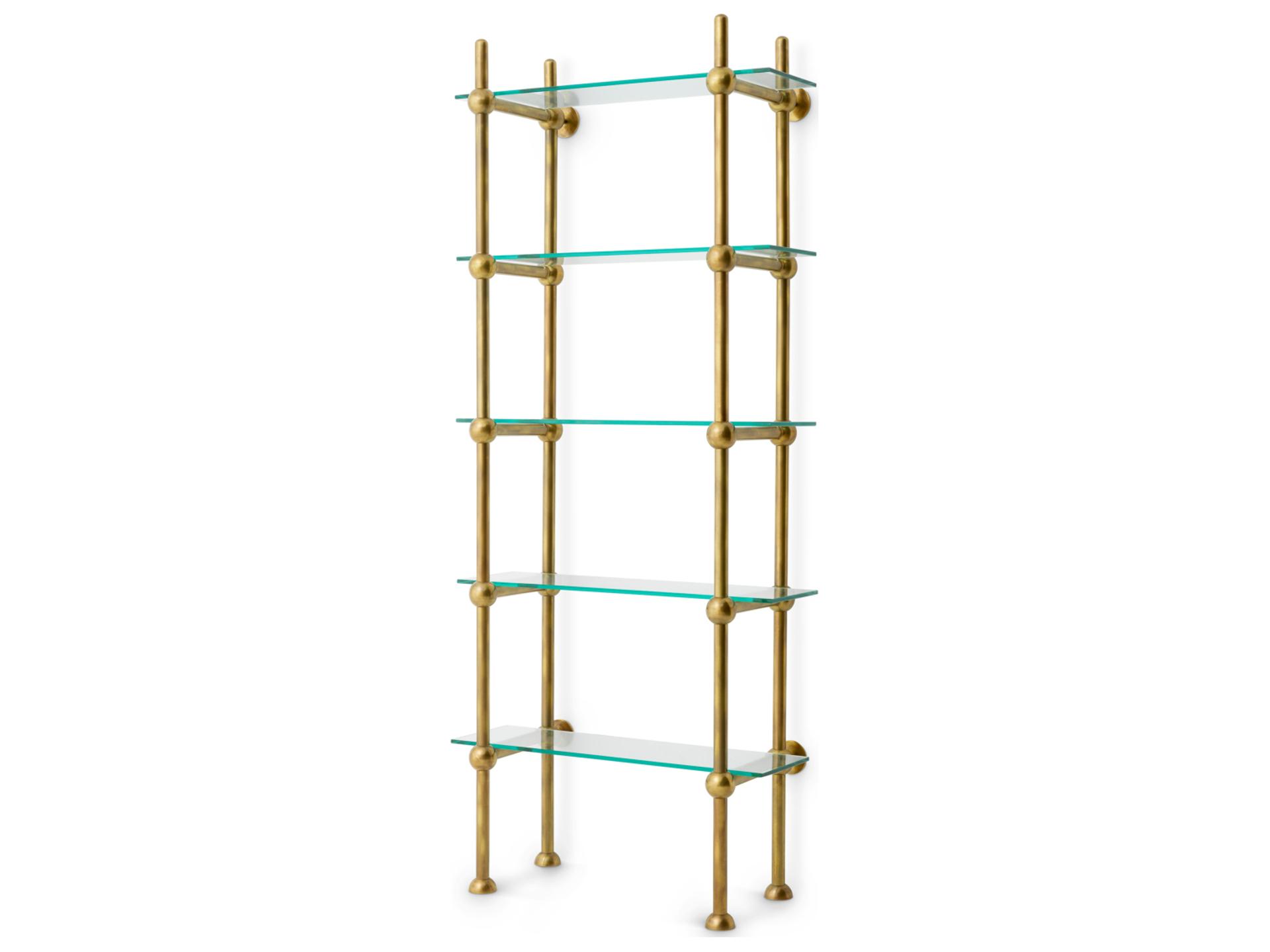 Vintage Brass X Clear Glass Etagere