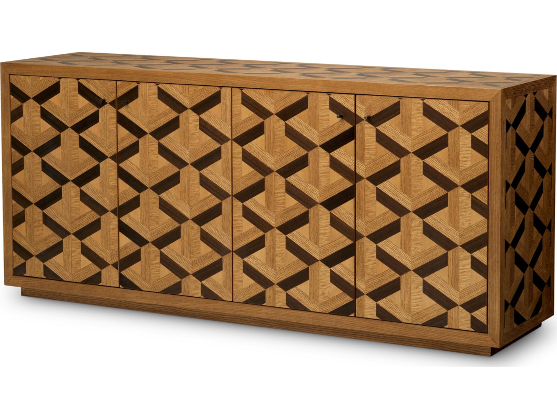 70" Oak Wood Veneer Sideboard