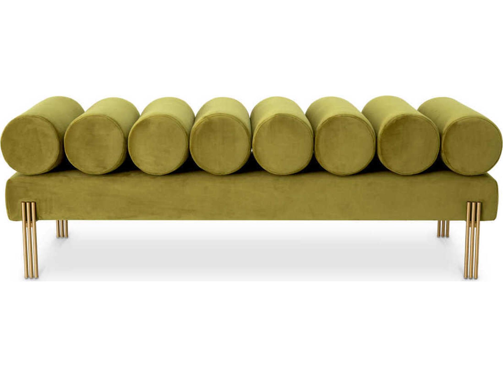 Eichholtz Oxley Green Velvet Upholstered Accent Bench