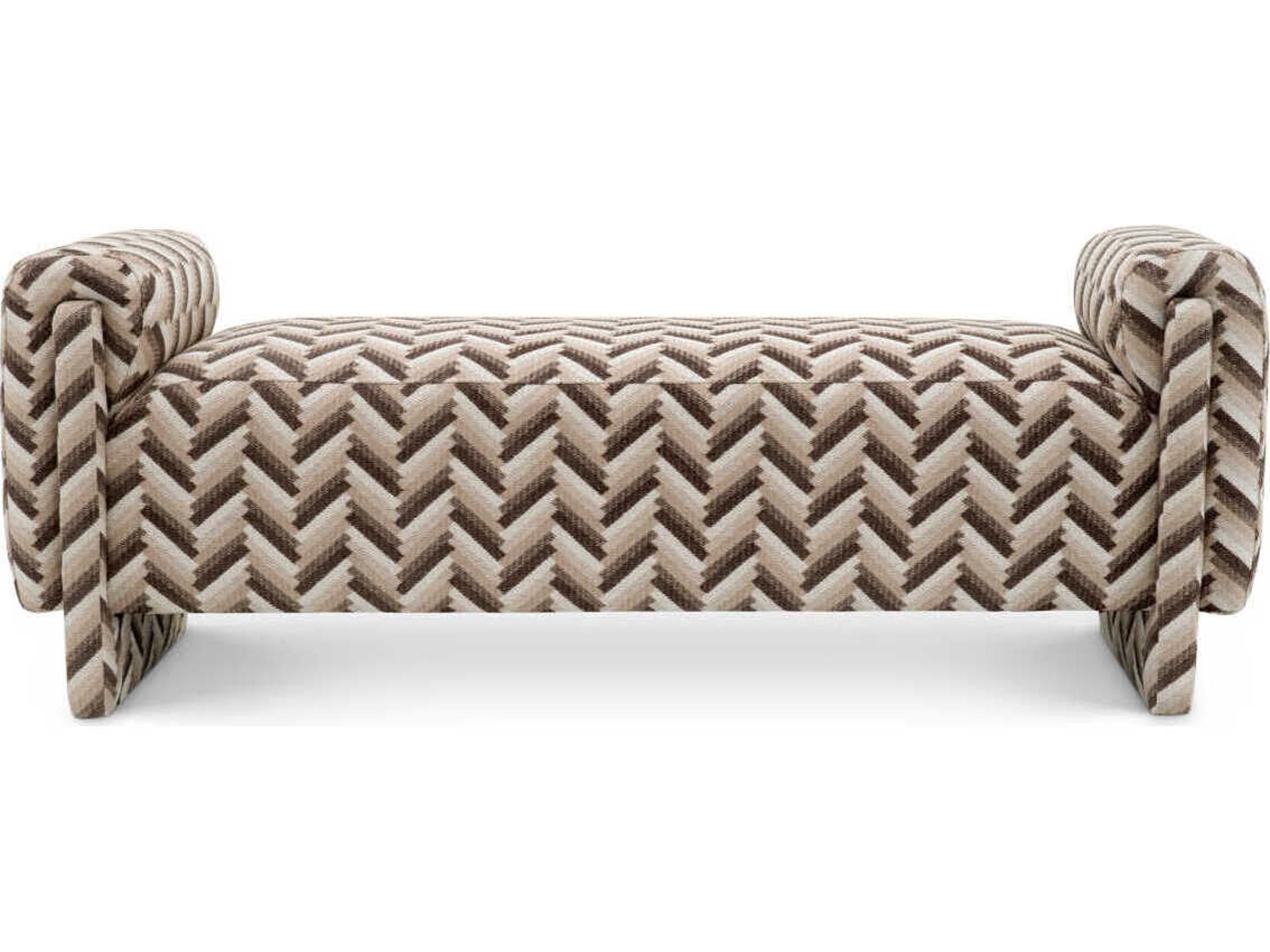 Eichholtz Del Chevron Brown Upholstered Accent Bench