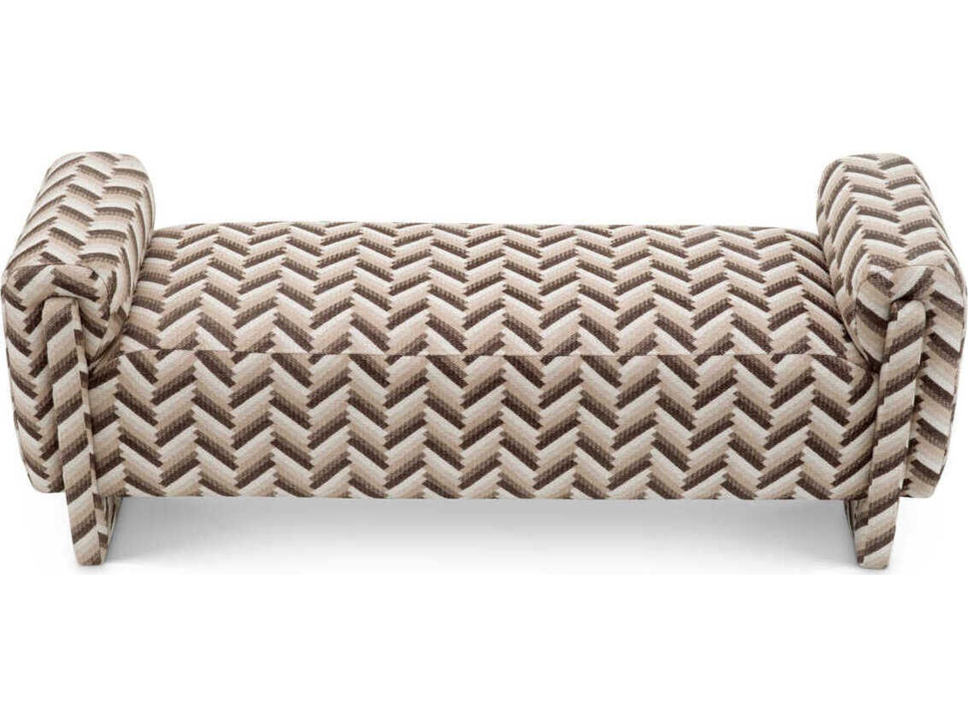 Eichholtz Del Chevron Brown Upholstered Accent Bench