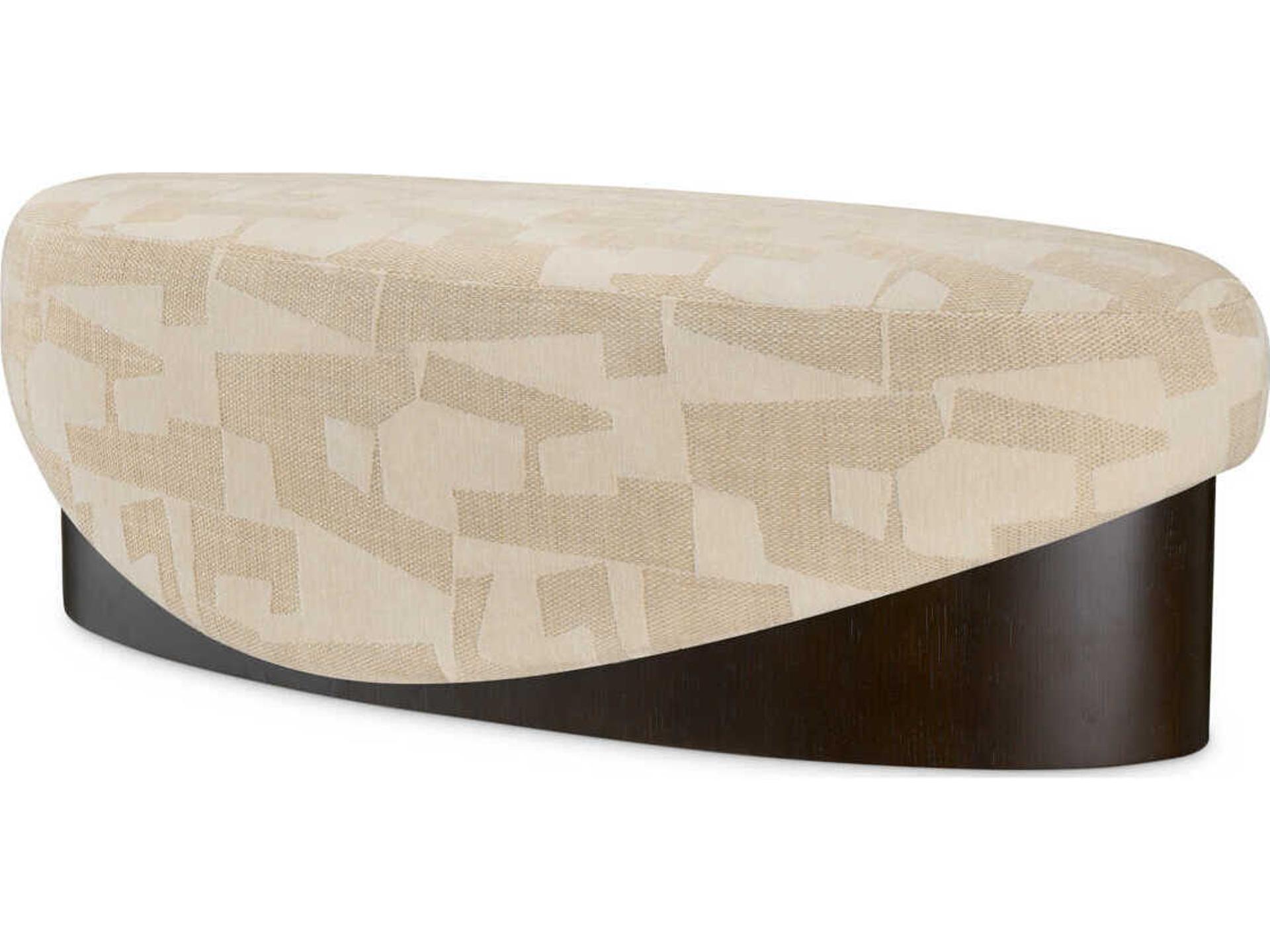 Eichholtz Raymond Brooklyn Sand Oak Veneer Beige Upholstered Accent Bench