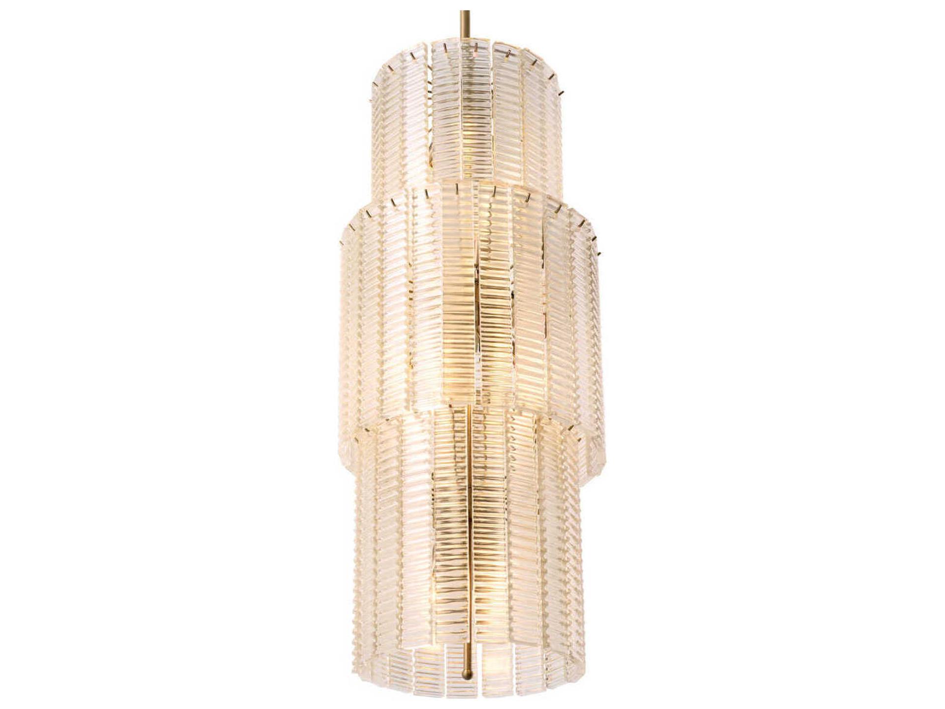 Eichholtz Imperial Antique Bronze Brass Traditional Tiered Cylinder Chandelier