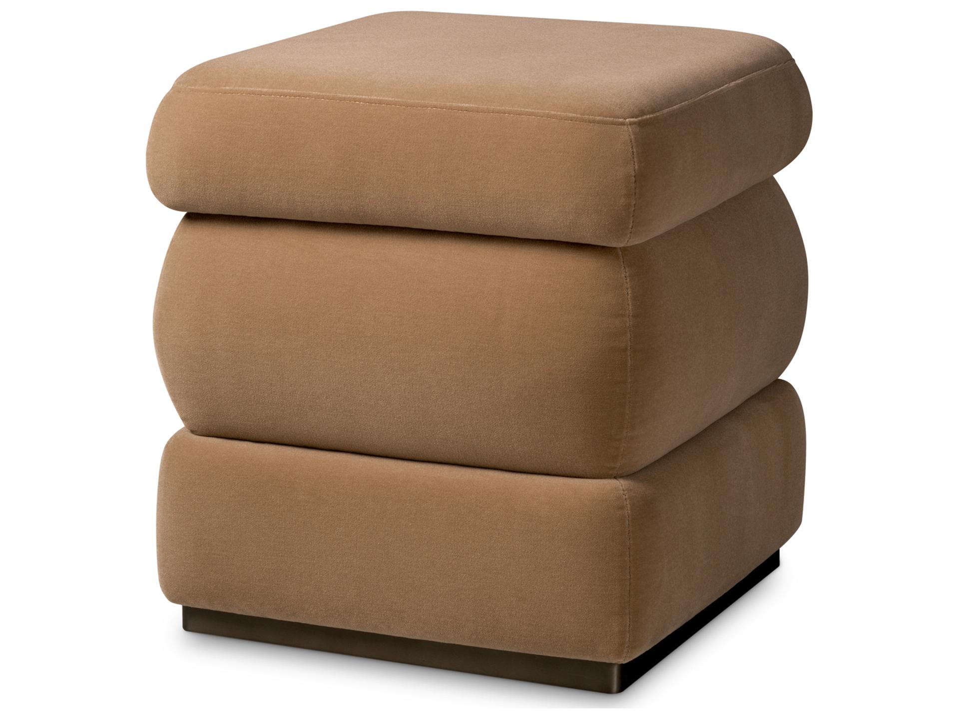 Morris Merino Camel X Bronze Base Brown Upholstered Accent Stool