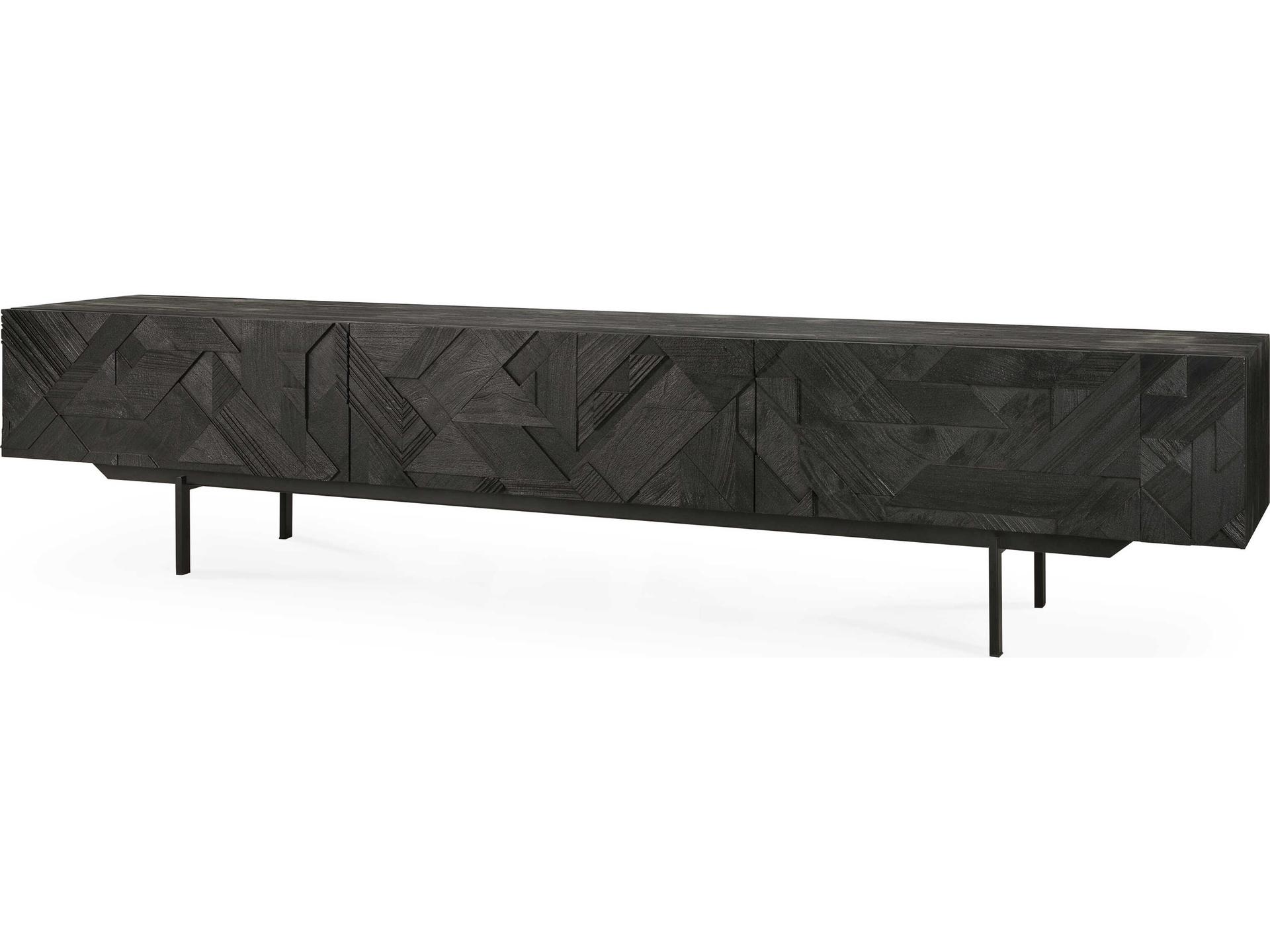Graphic Teak Black Tv Cupboard