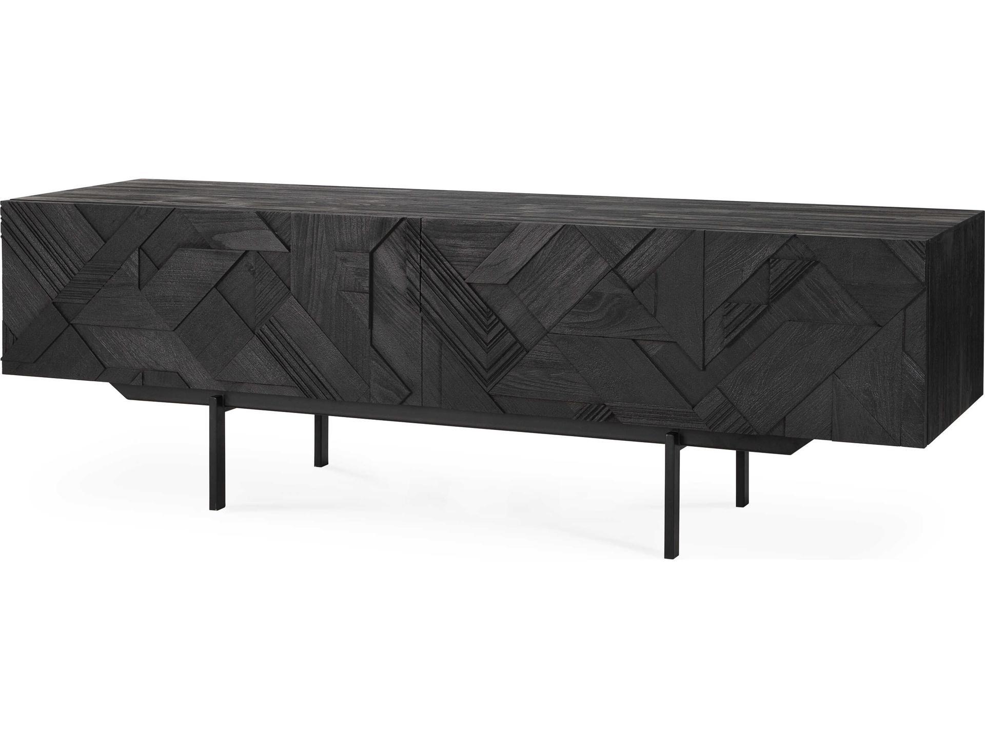 Graphic Teak Black Tv Cupboard