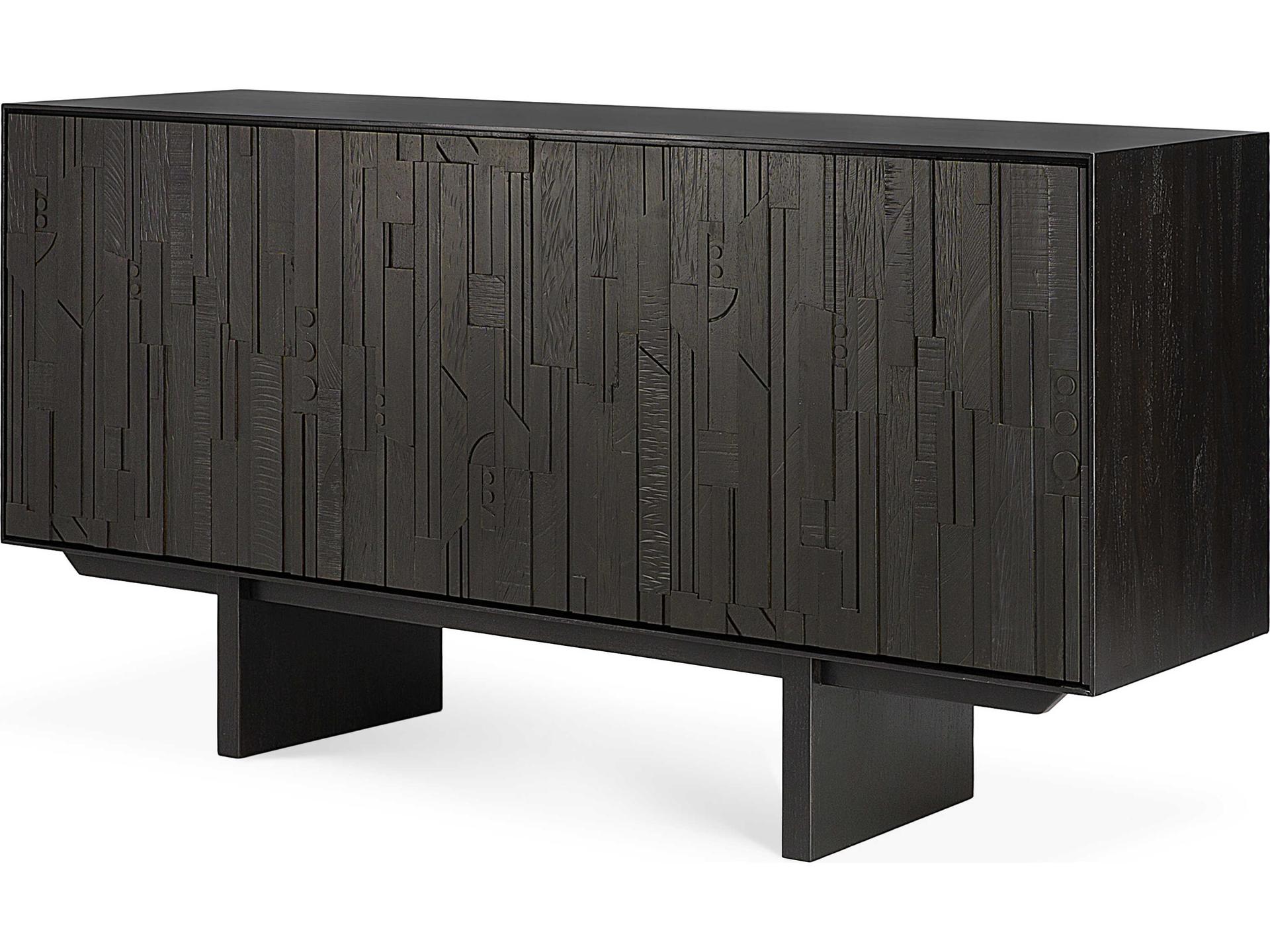 Mosaic Teak Black Sideboard
