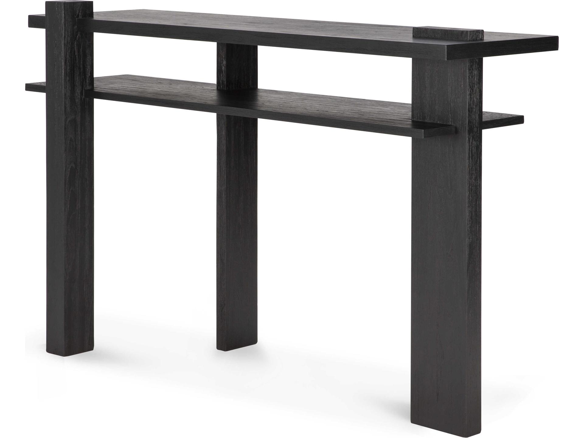 Abstract Teak Black Console
