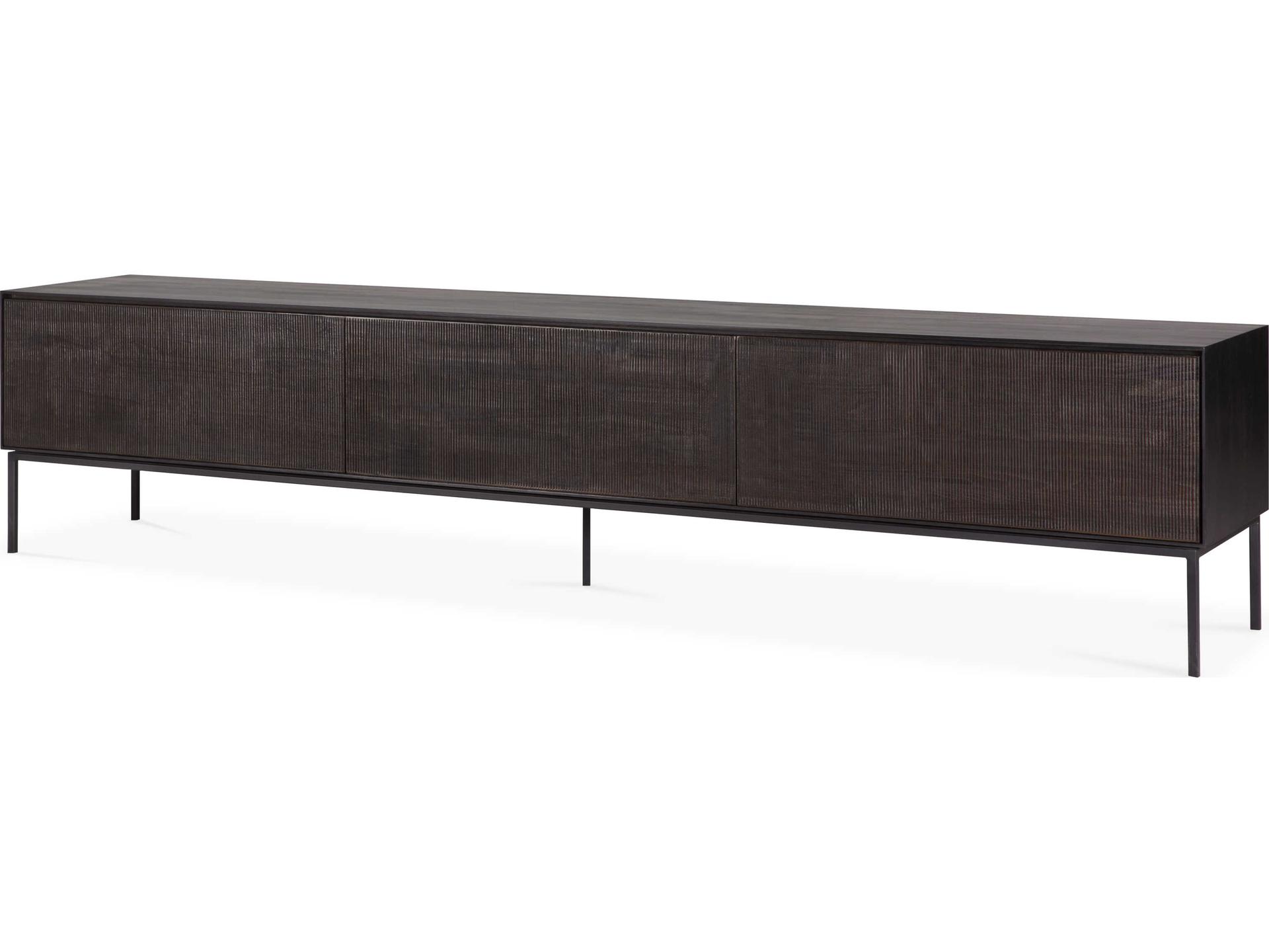 Grooves Teak Black Tv Cupboard