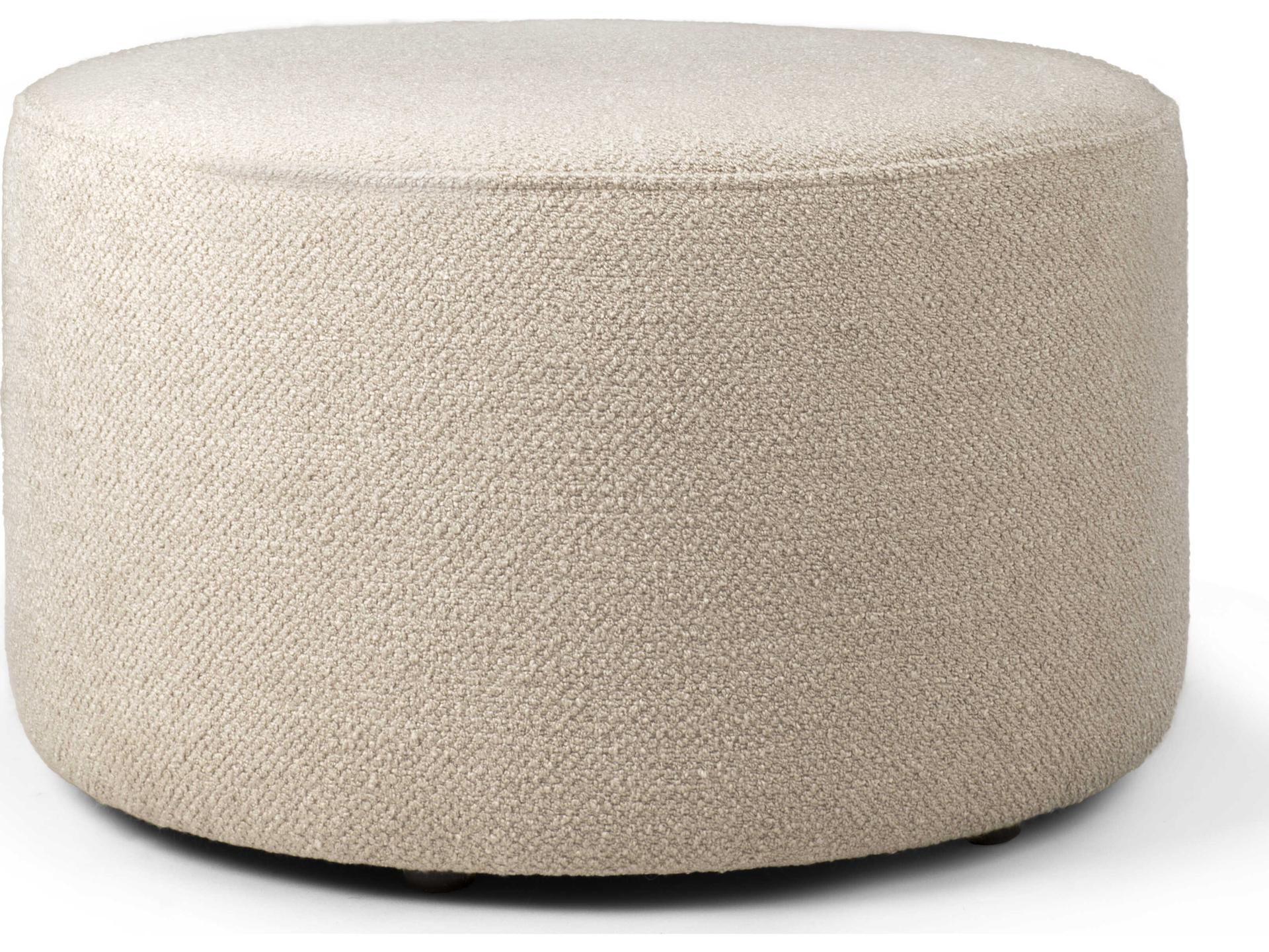 Barrow Off White Pouf by Jacques Deneef with High-Density Foam