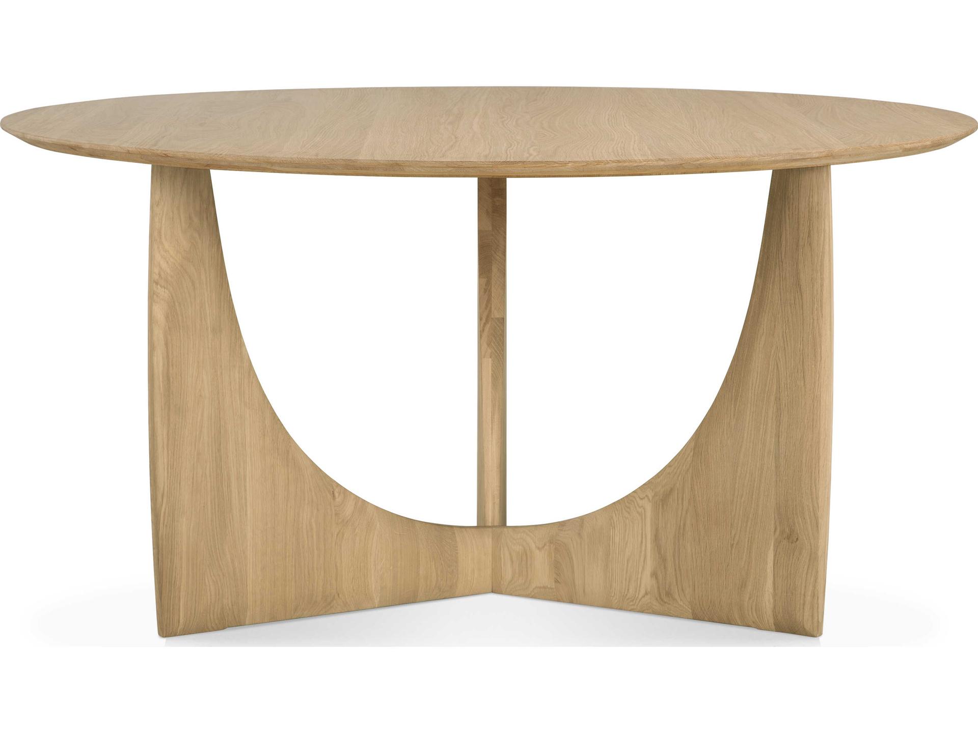 Geometric Oak Dining Table Round Solid Wood