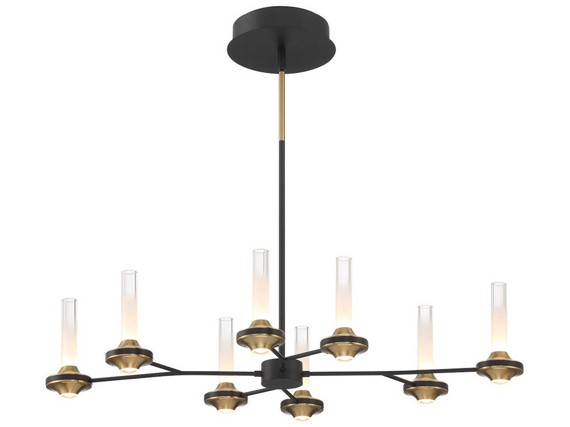Torcia 16-Light6-Light Black Brass Glass LED Cylinder Chandelier