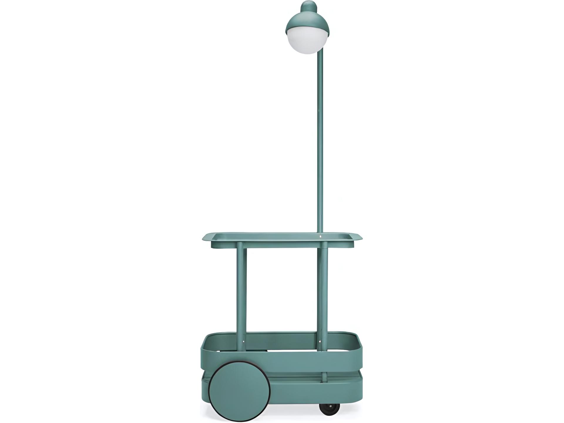 Jolly Trolley Lighted Bar Cart in Dark Sage with Removable Tray
