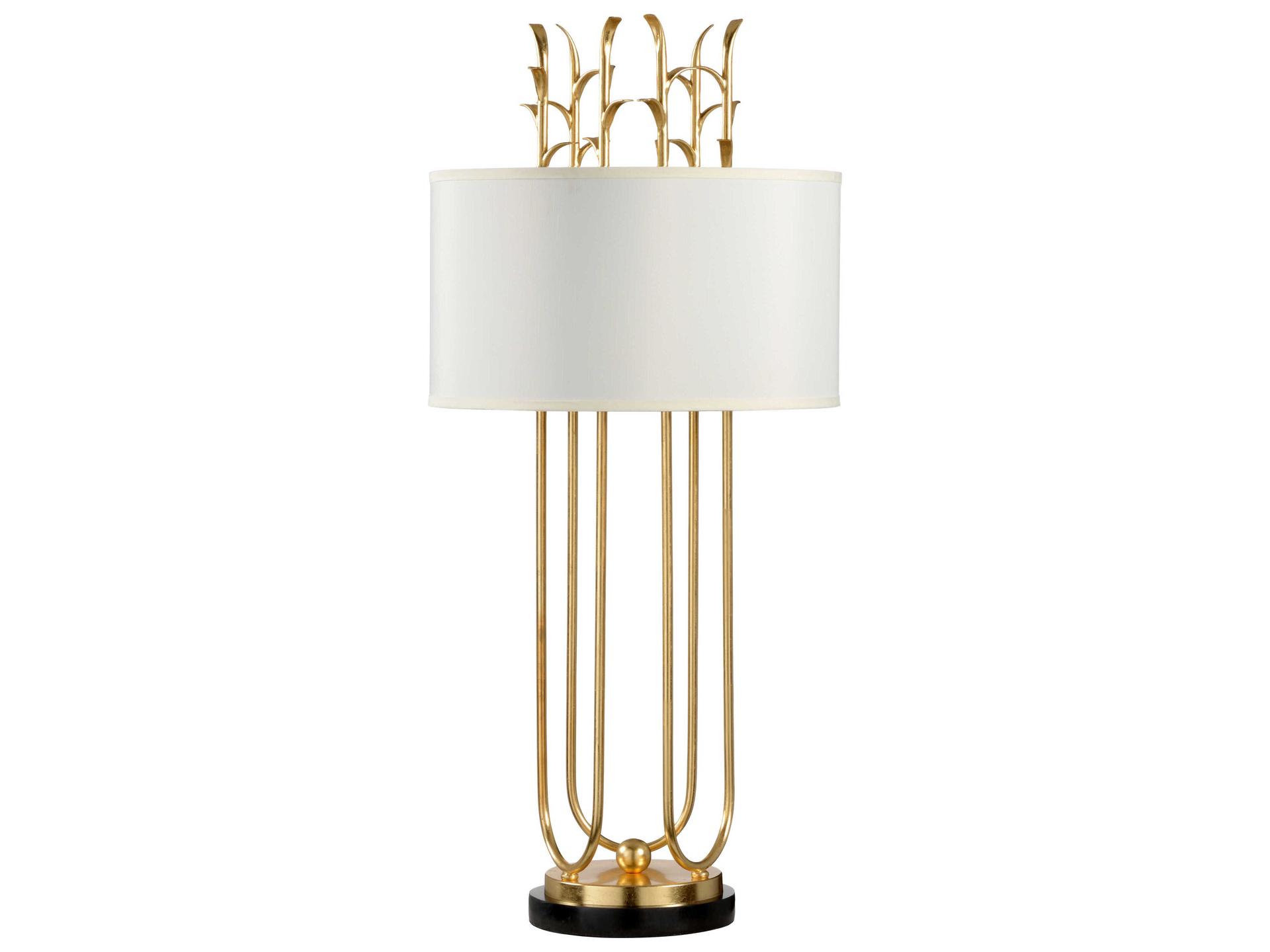 Julianne 1-Light Buffet Lamp in Gold Leaf and Black Marble
