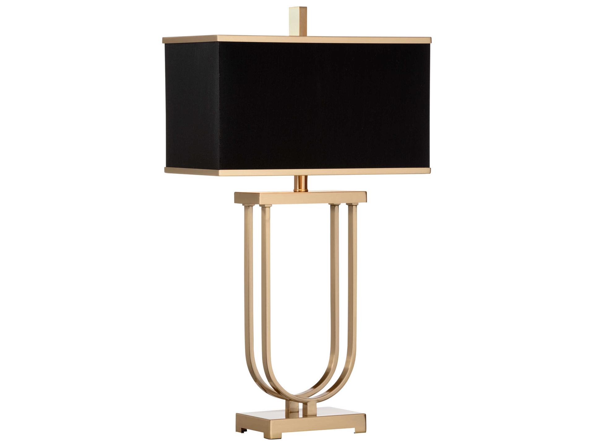 Valiant Contemporary Table Lamp in Antique Brass with Black Shade