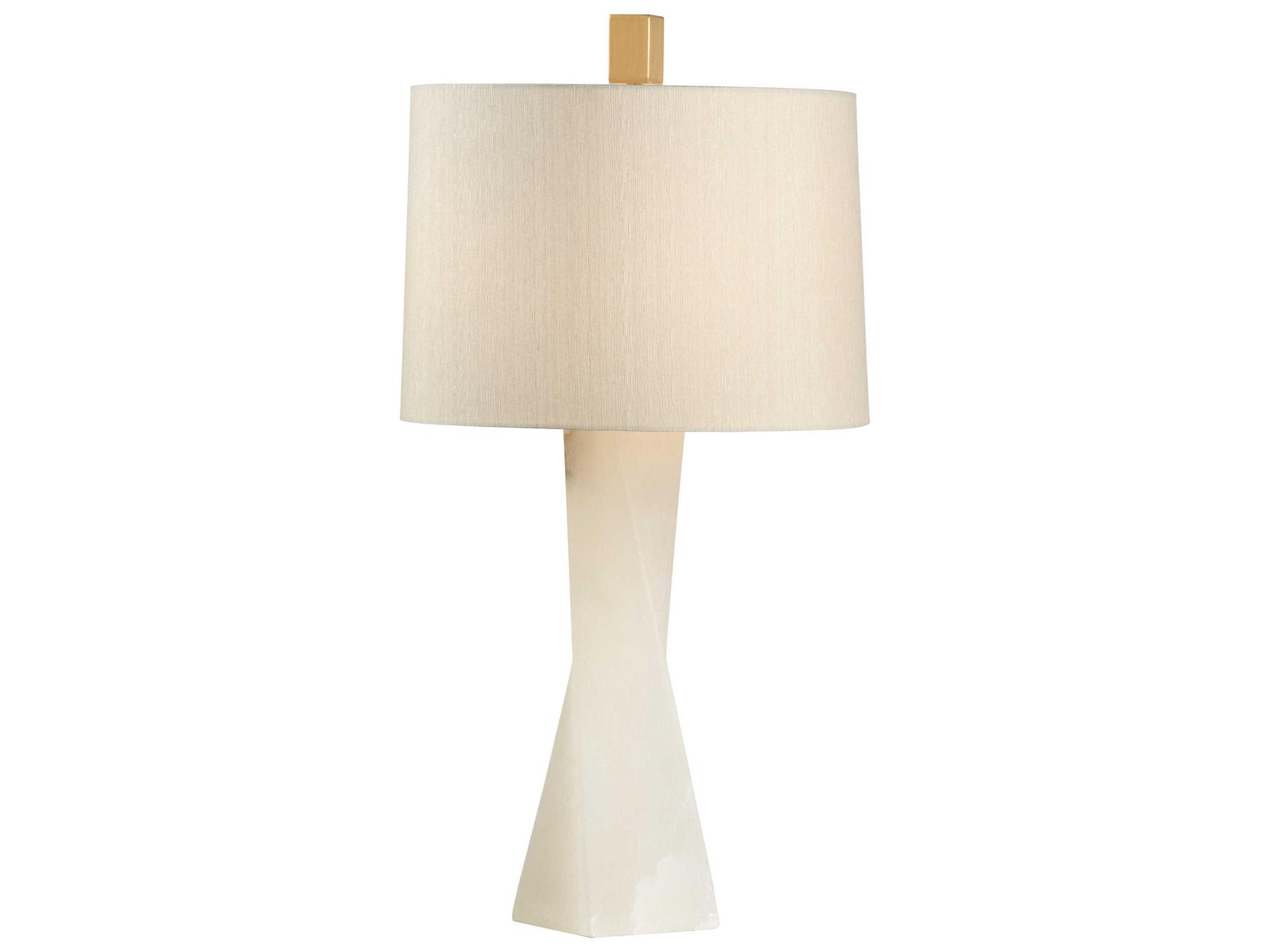 Twist And Shout 2-Light Alabaster Table Lamp in Natural White