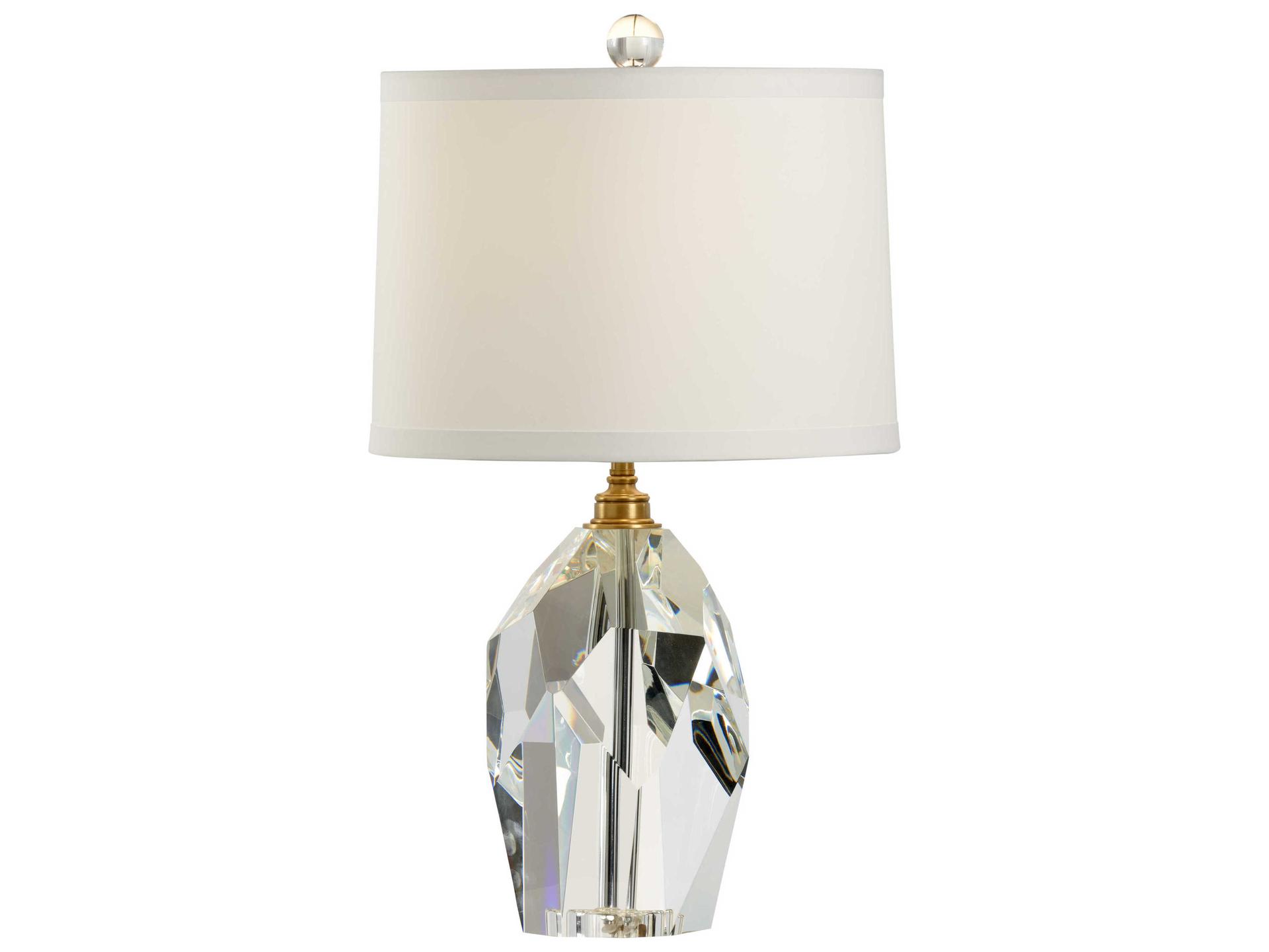Fenton Crystal Table Lamp with Antique Brass Accents