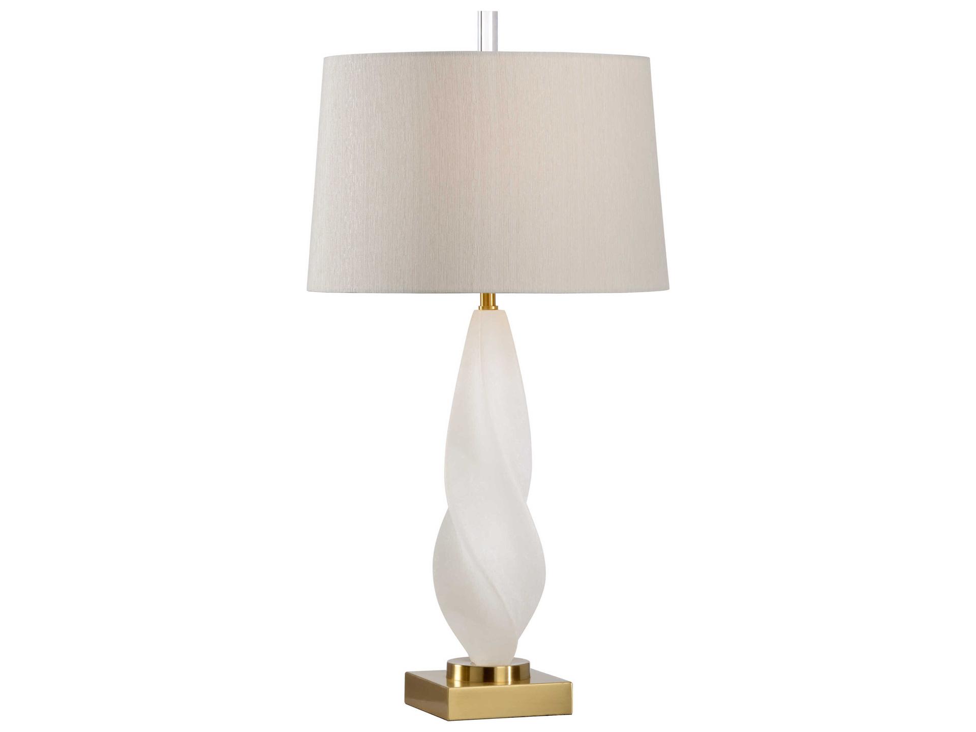 Leclair 1-Light Buffet Lamp Natural White Alabaster Antique Brass