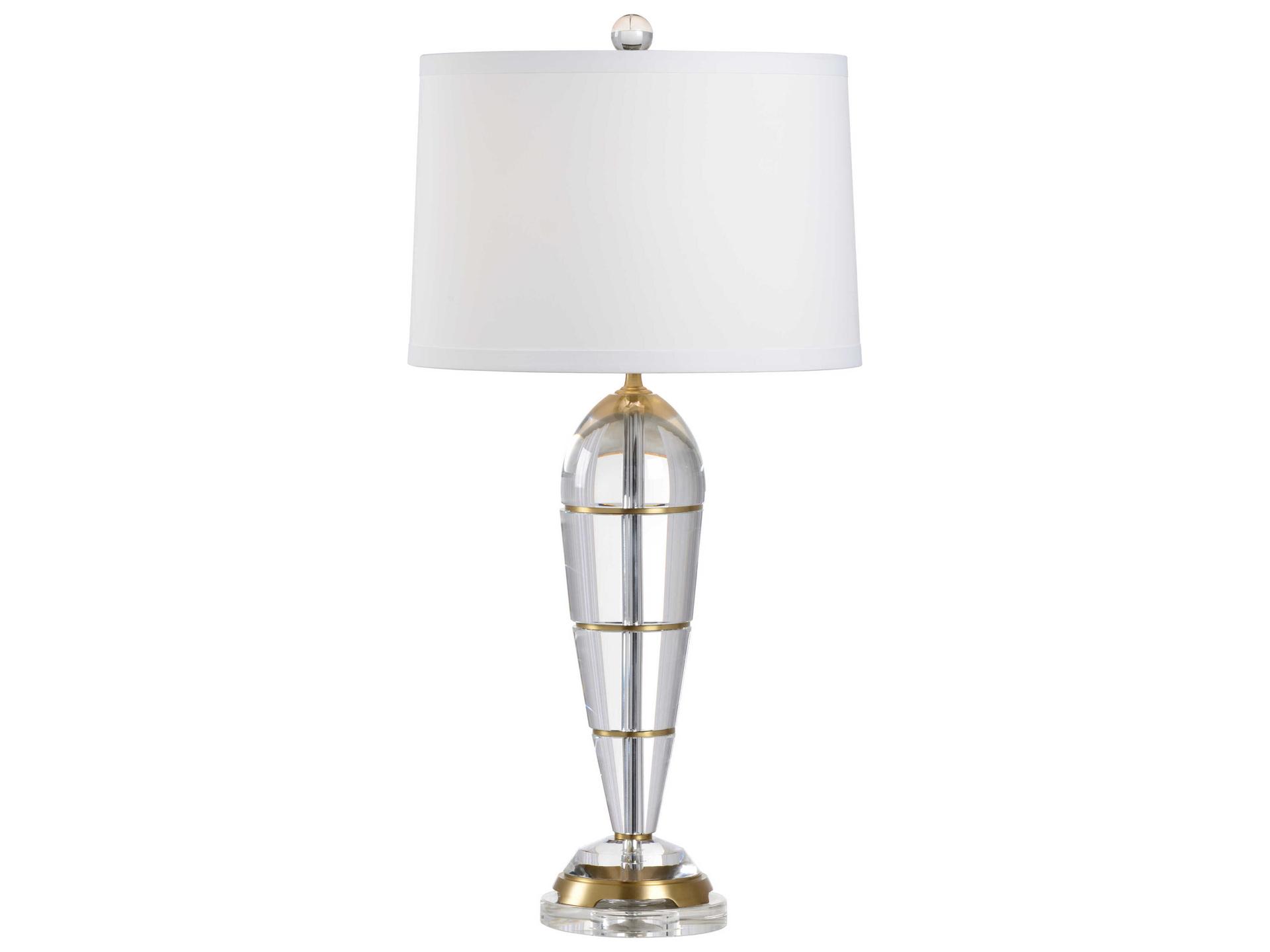Peninsula Crystal Table Lamp with Off White Silk Shade