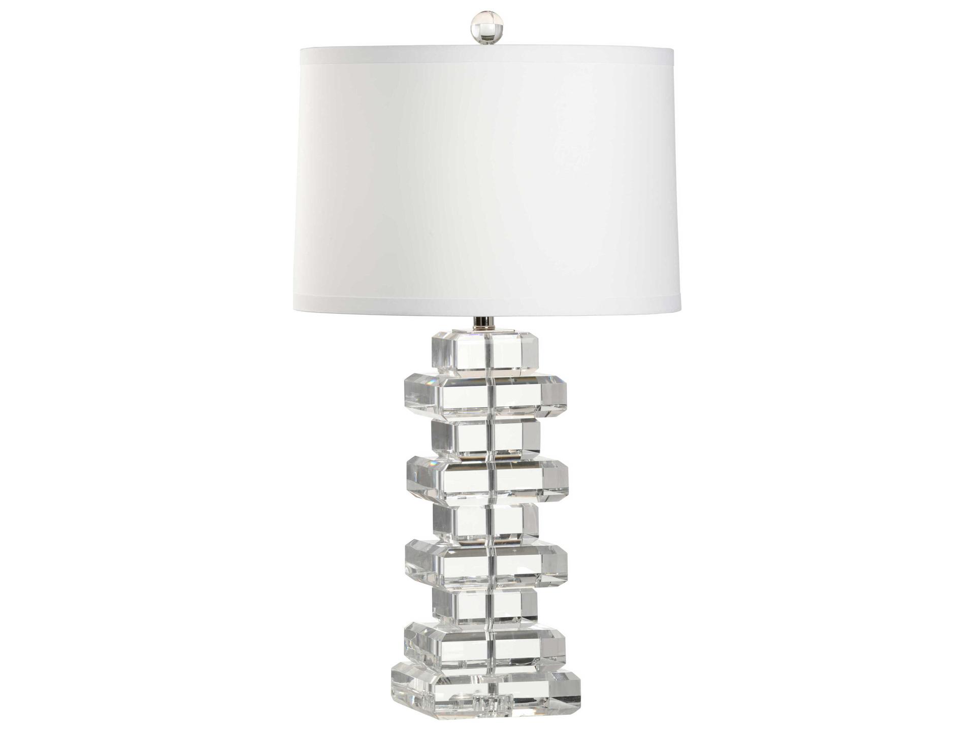 Regency 1-Light Crystal Table Lamp with Off White Silk Shade