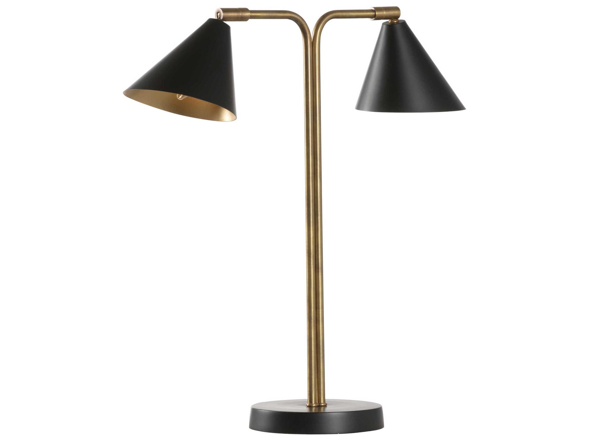 Rizzo 2-Light Table Lamp in Antique Brass and Black