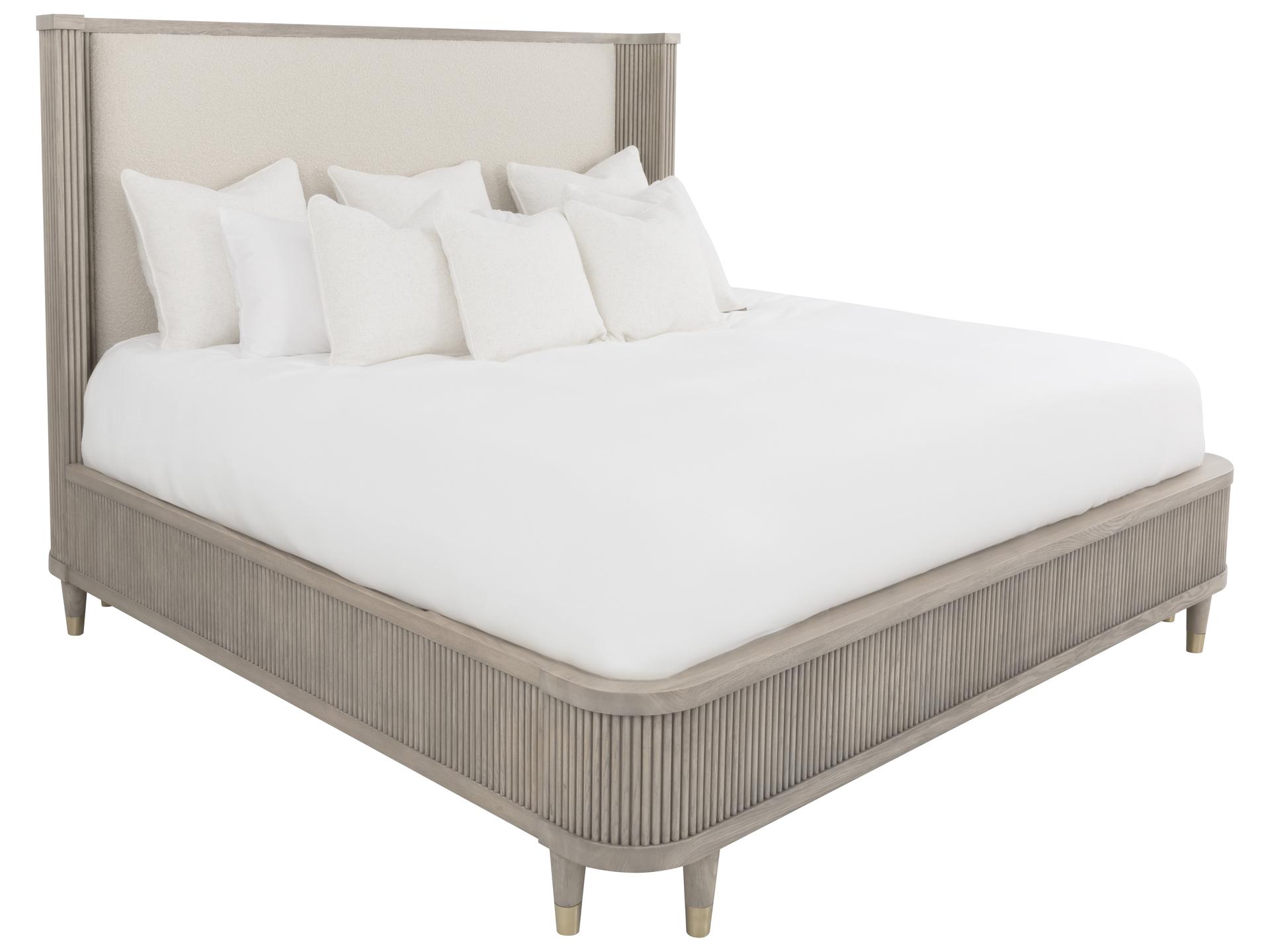 Everett Beige Upholstered Queen Platform Bed