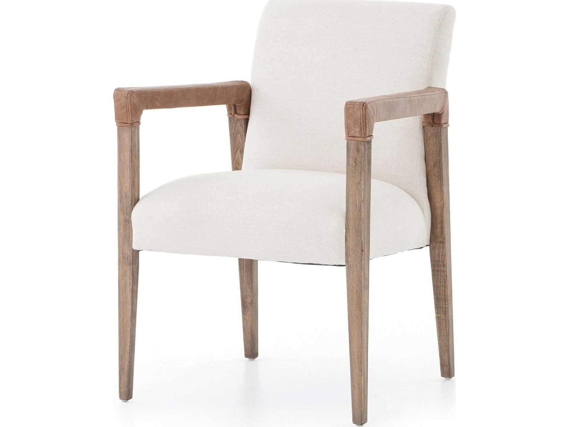 Reuben Upholstered Dining Armchair in Natural Linen