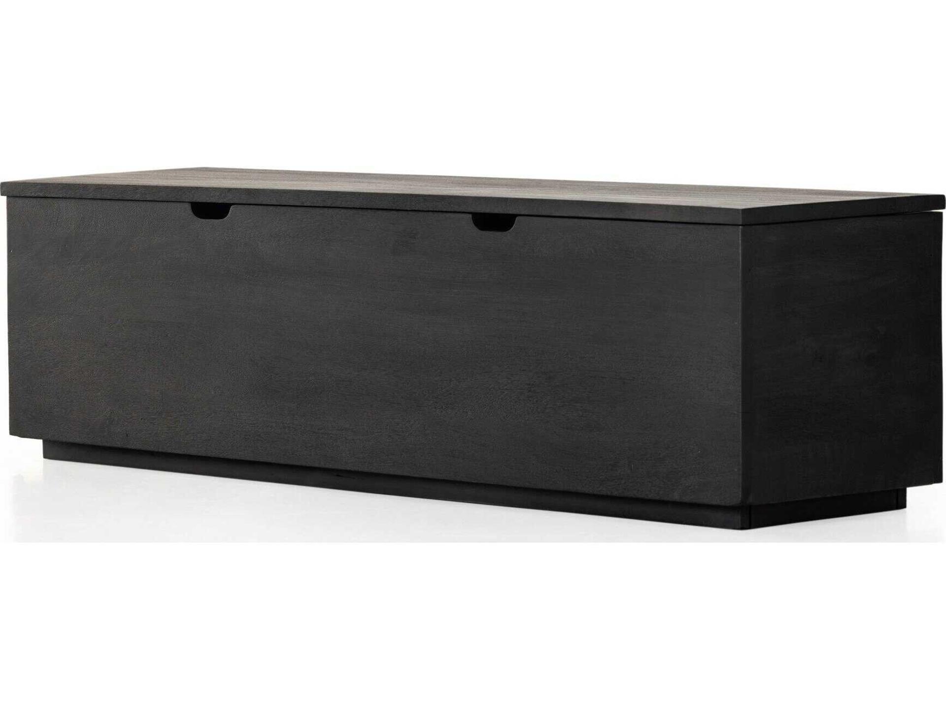 Duncan Solid Mango Wood Storage Trunk in Flint Black
