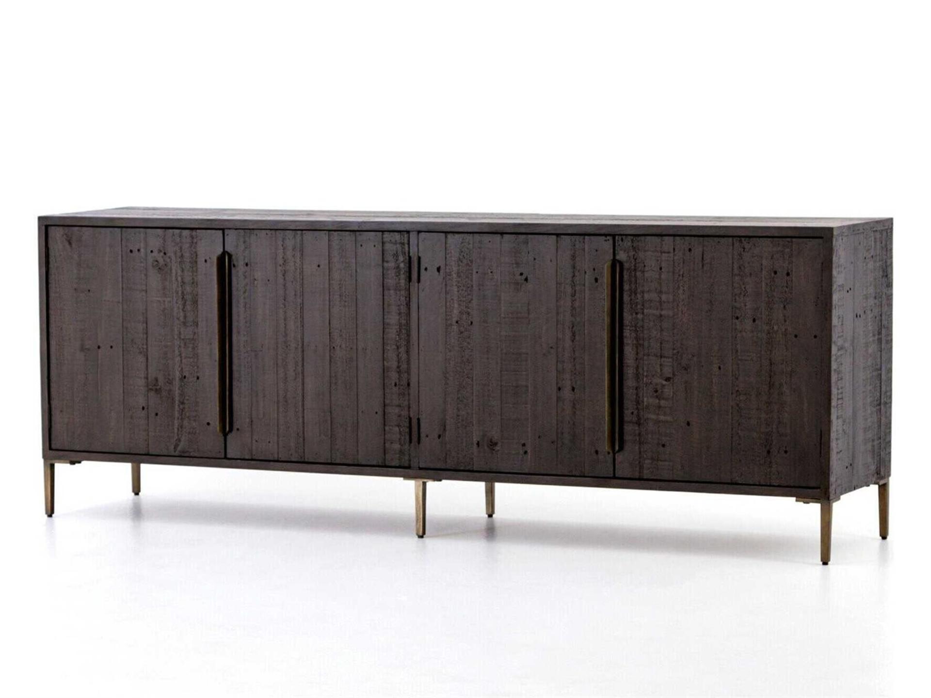 Four Hands Wyeth 88" Pine Wood Dark Carbon Antique Brass Sideboard