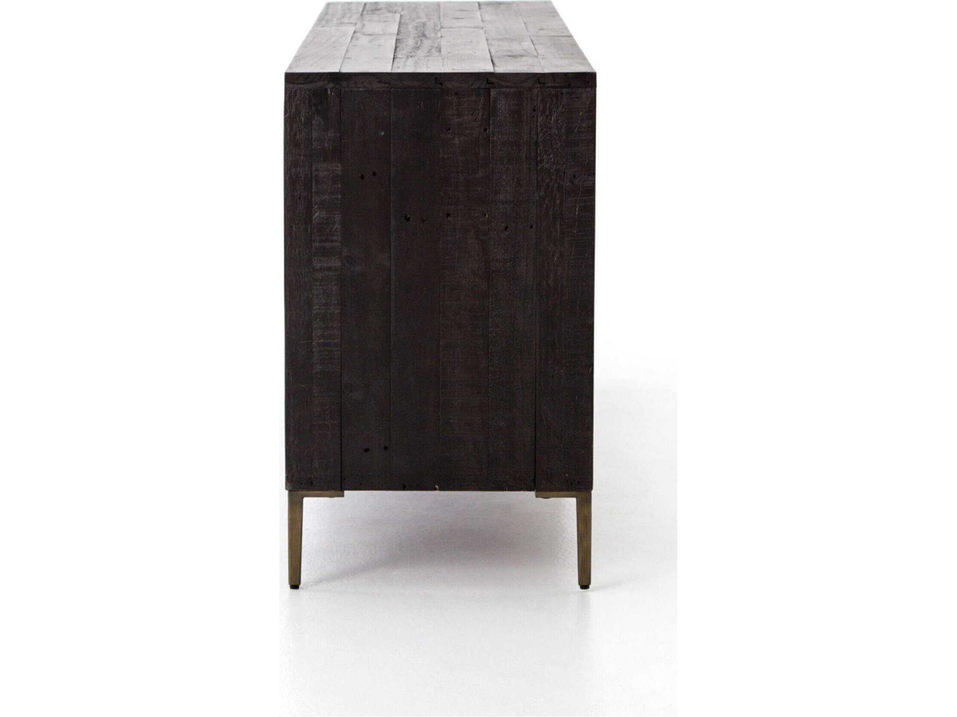 Four Hands Wyeth 88" Pine Wood Dark Carbon Antique Brass Sideboard