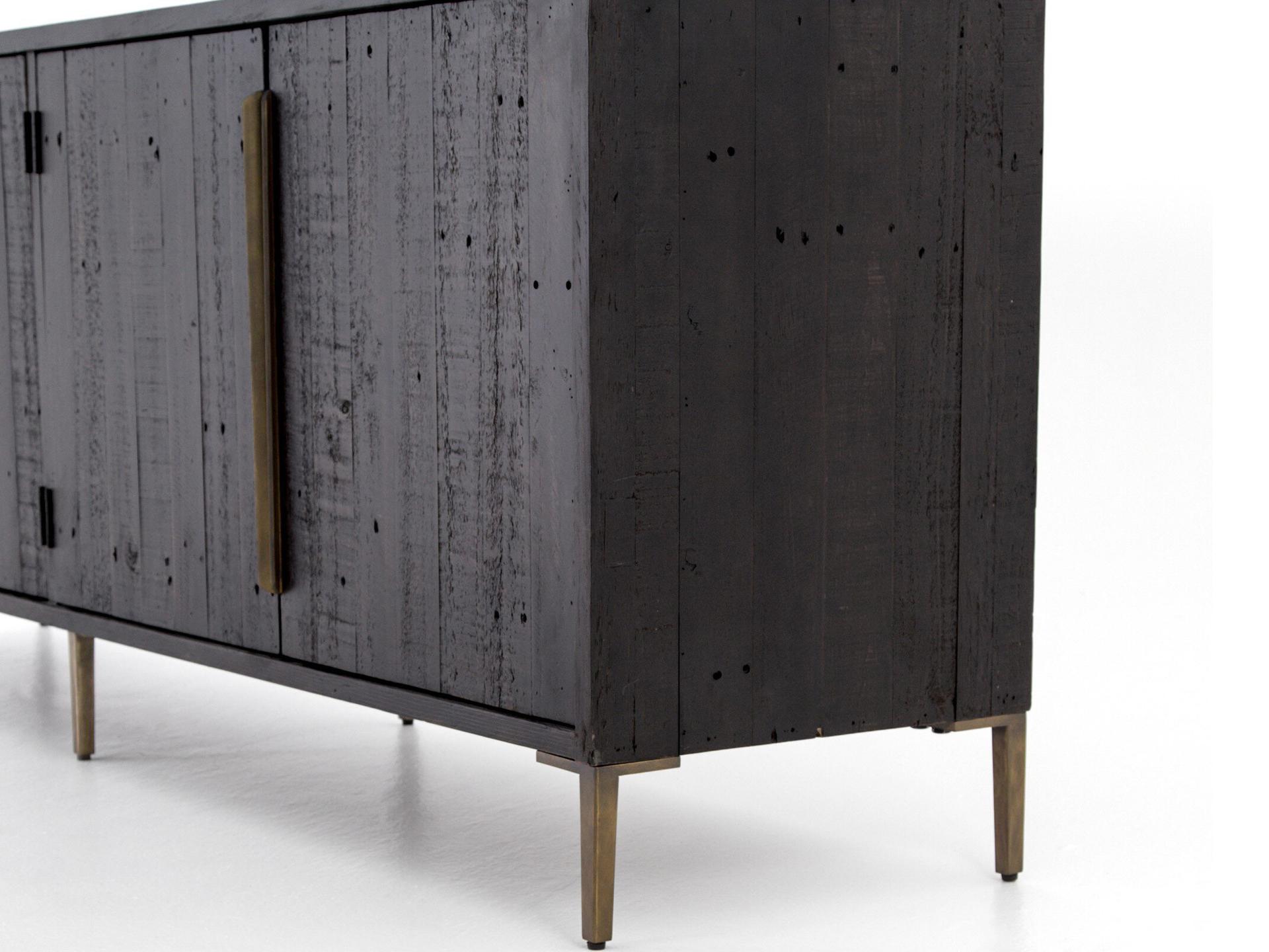 Four Hands Wyeth 88" Pine Wood Dark Carbon Antique Brass Sideboard