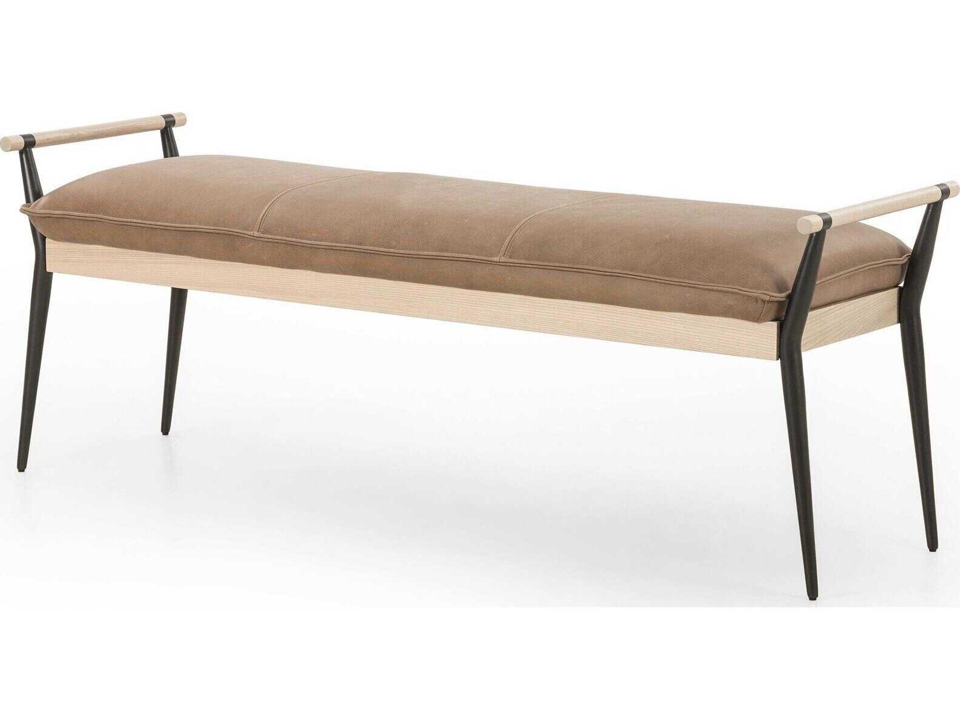 Grayson Brown Leather Accent Bench