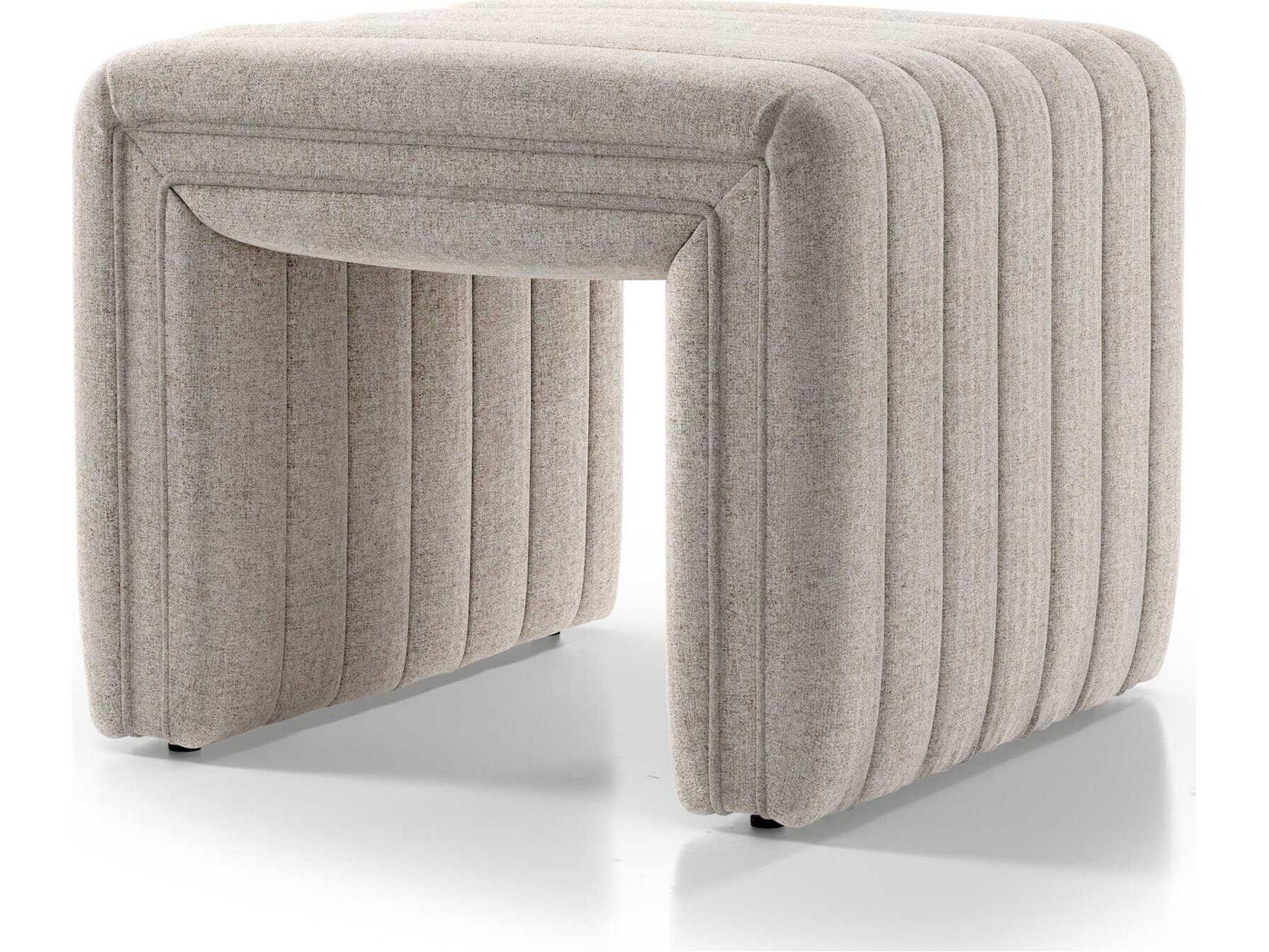 Grayson Augustine Upholstered Ottoman in Orly Natural Polyester Fabric