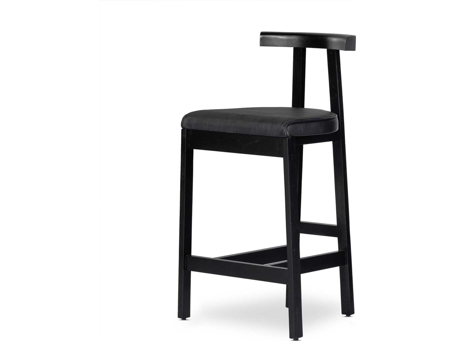 Sevilla Tex Black Leather  Bar Stool