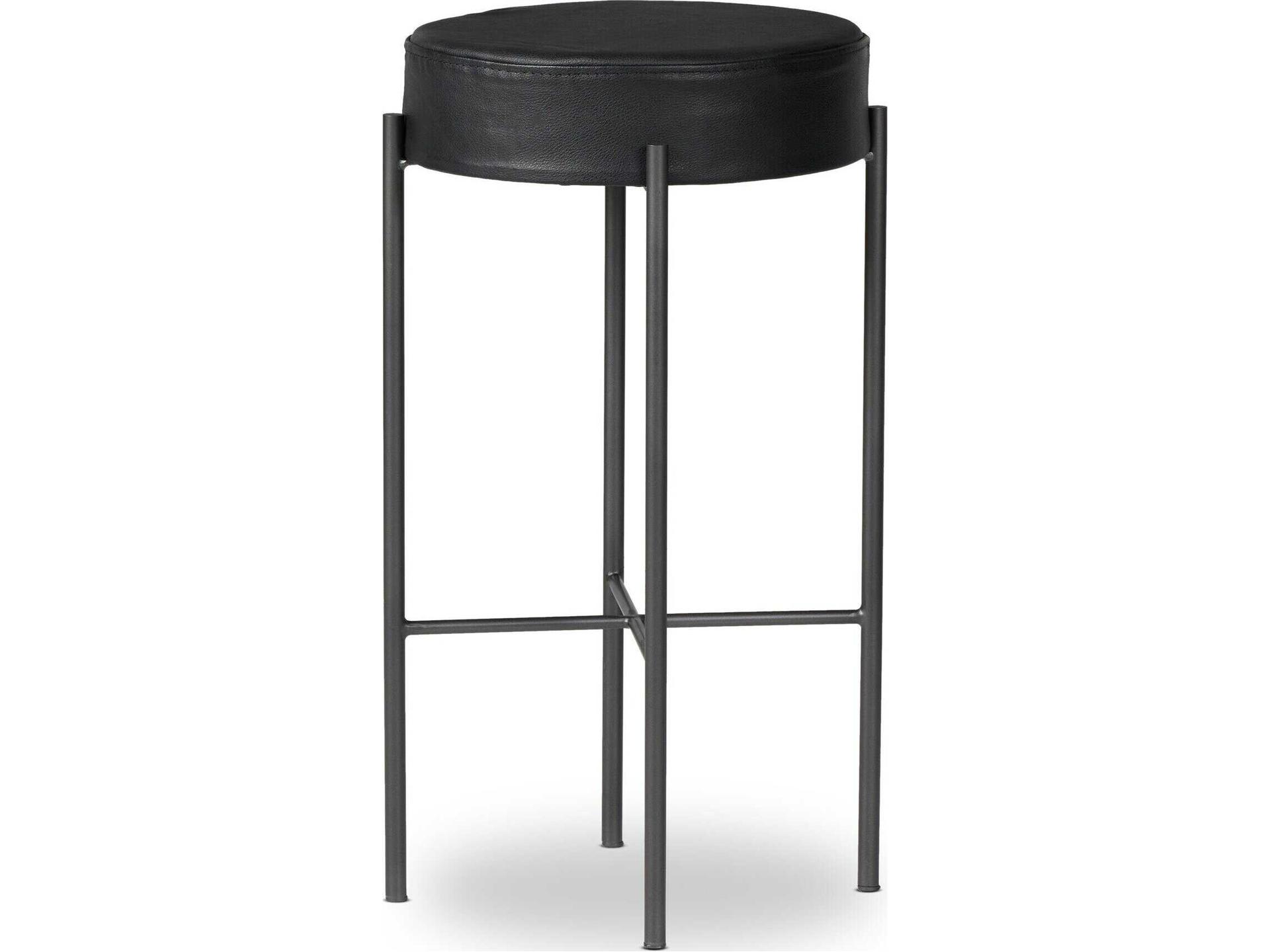 Four Hands Sevilla Nocona Black Leather  Bar Stool