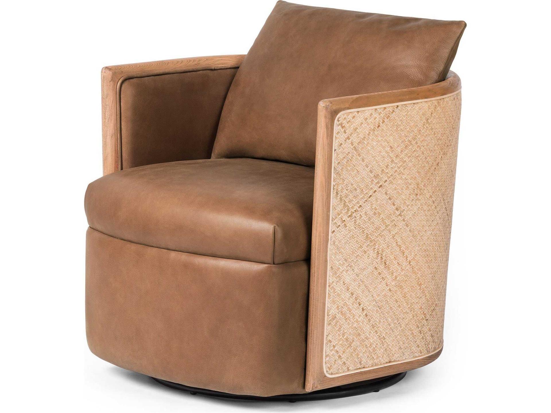 Westgate Newbury Swivel Brown Leather Accent Chair