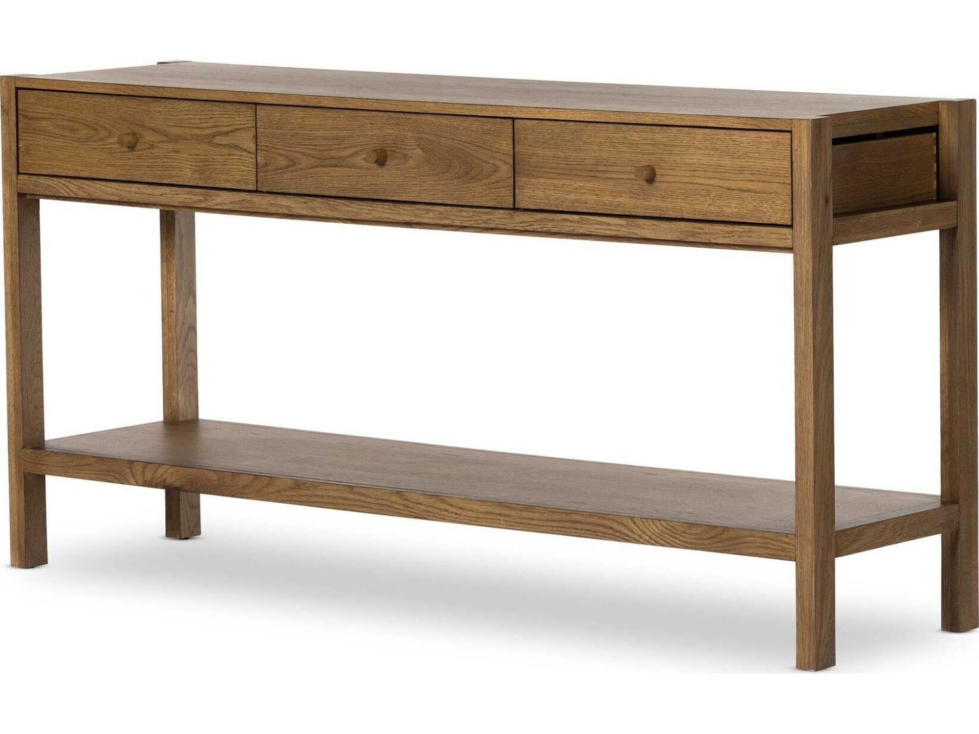 Four Hands Haiden Rectangle Console Table — Tawny Oak Wood with