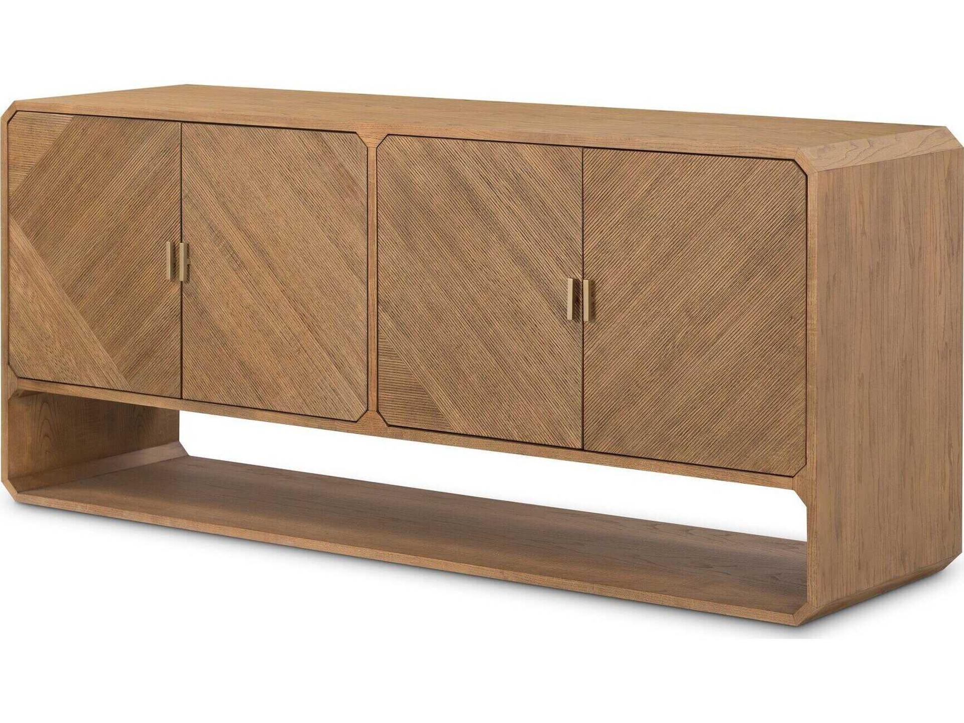 Bolton Caspian 68" Ash Wood Natural Veneer Satin Brass Sideboard