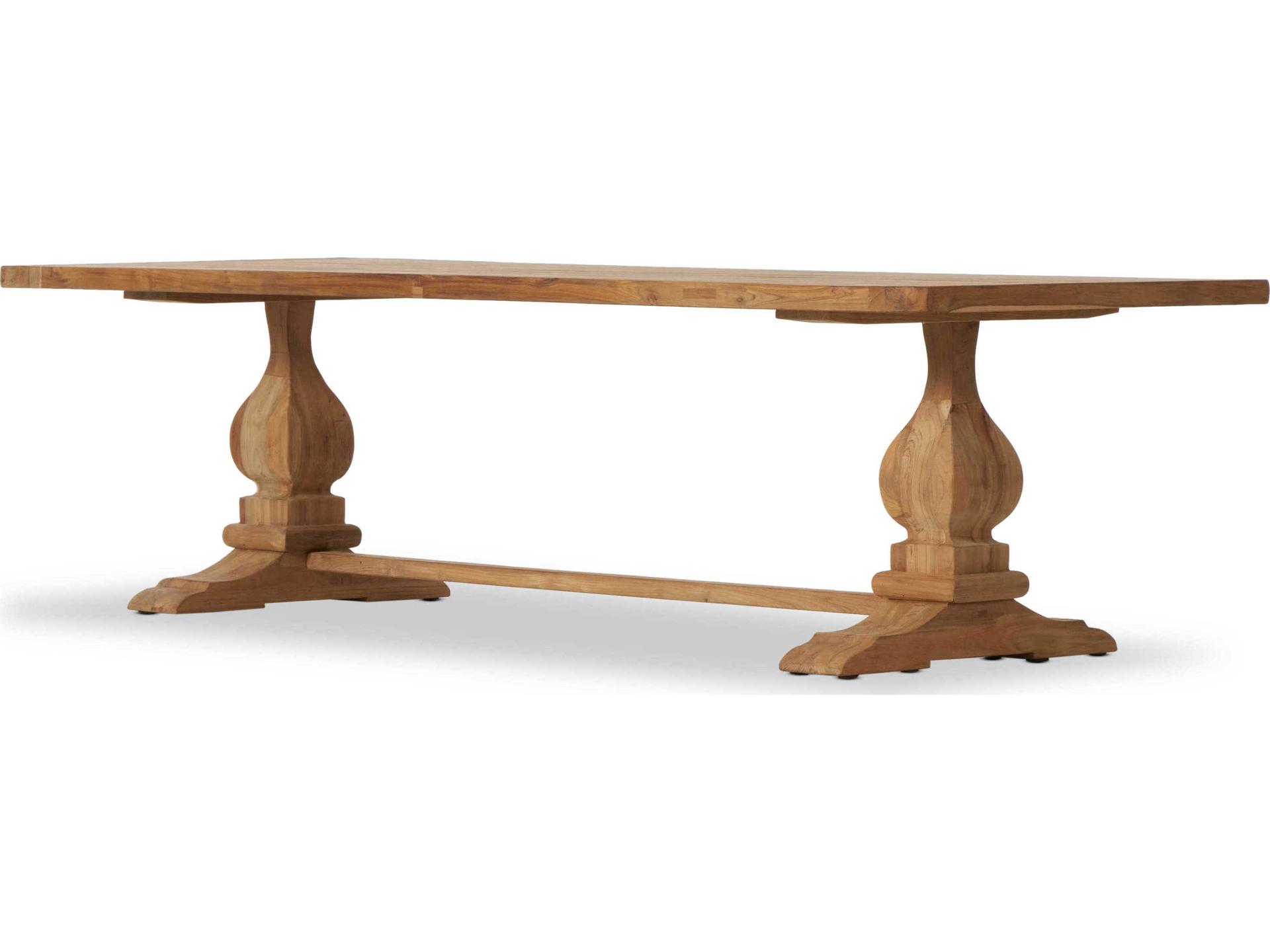 Novell 111-Inch Rectangle Outdoor Dining Table in Reclaimed Natural Teak
